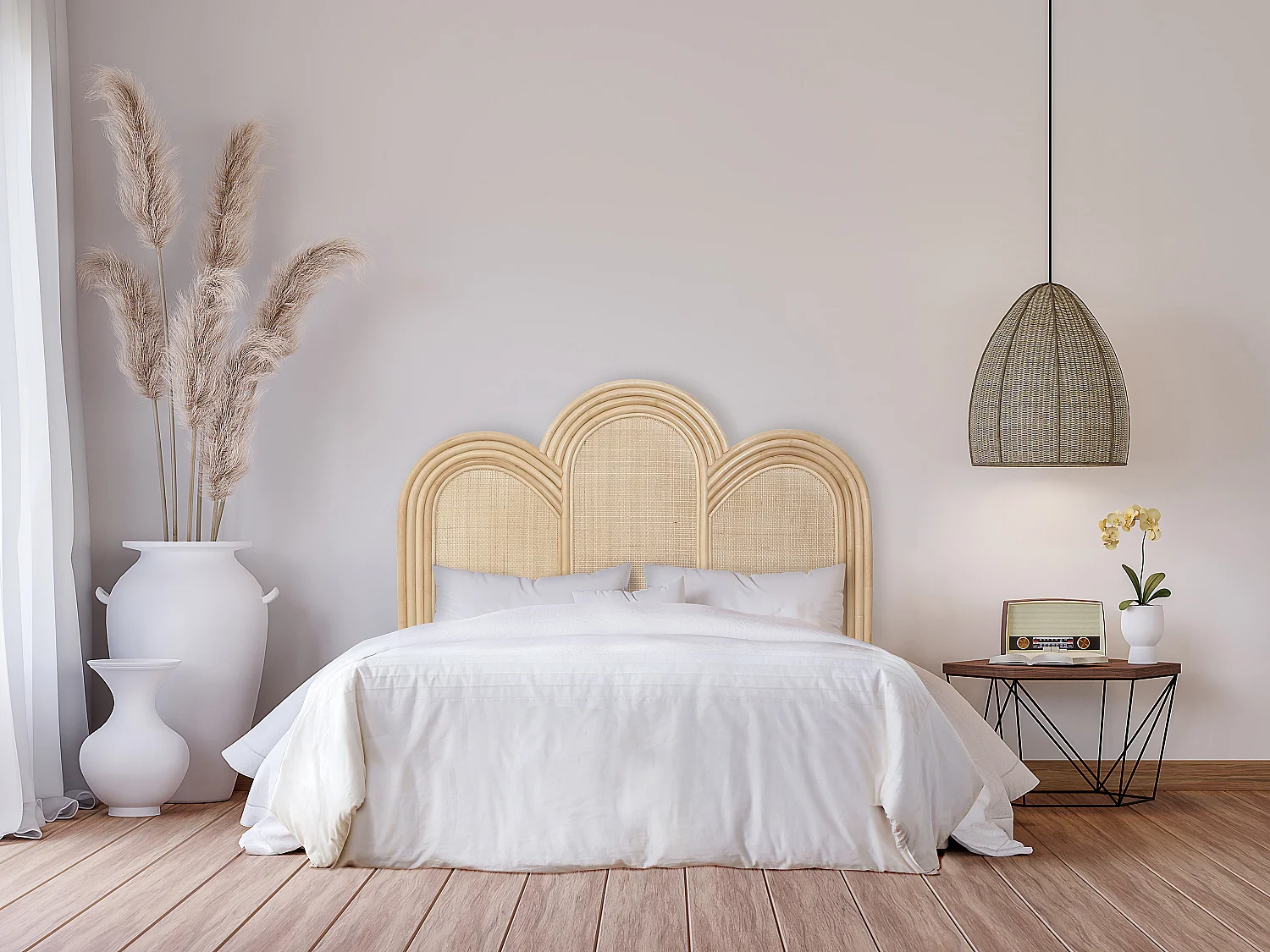 Zagłówek do łóżka 140 cm – Rattan – Naturalny – JAKOBIA 3036596