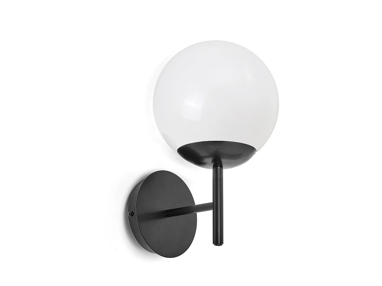 Kinkiet OXY klasyczny i ponadczasowy styl - g?. 20 cm x wys. 32 cm - opalowa kula ø20 - wn?trze - E27 40W - IP40 - stal i czer? 3715123 - obrazek 1