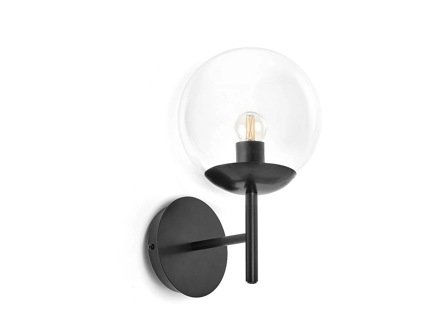 Kinkiet OXY styl klasyczny i ponadczasowy - g?. 20 cm x wys. 32 cm - przezroczysta kula ø20 - wn?trze - E27 40W - IP40 - stal i czer? 3715172 - obrazek 1