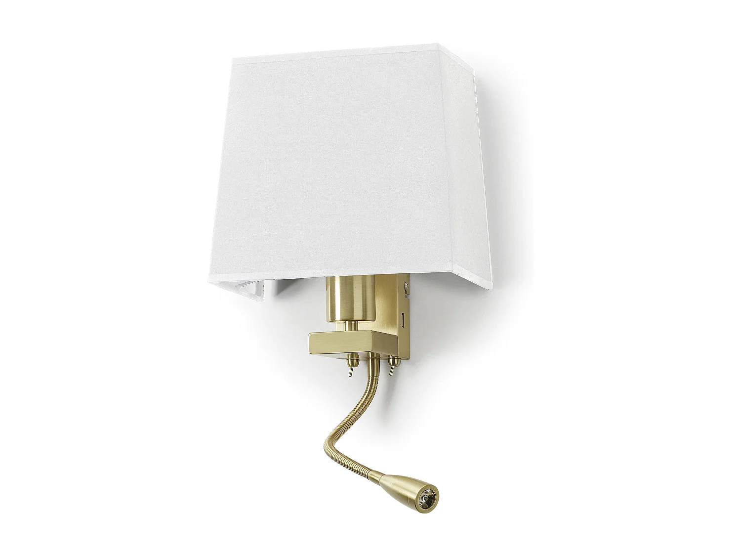 Kinkiet FIRENZE w stylu klasycznym - wys. 43 cm - E27 60W + 3W LED SMD - 2x w?./wy?. - 2x USB - stal i bawe?na - matowe z?oto i biel - IP20 3715154 - obrazek 1