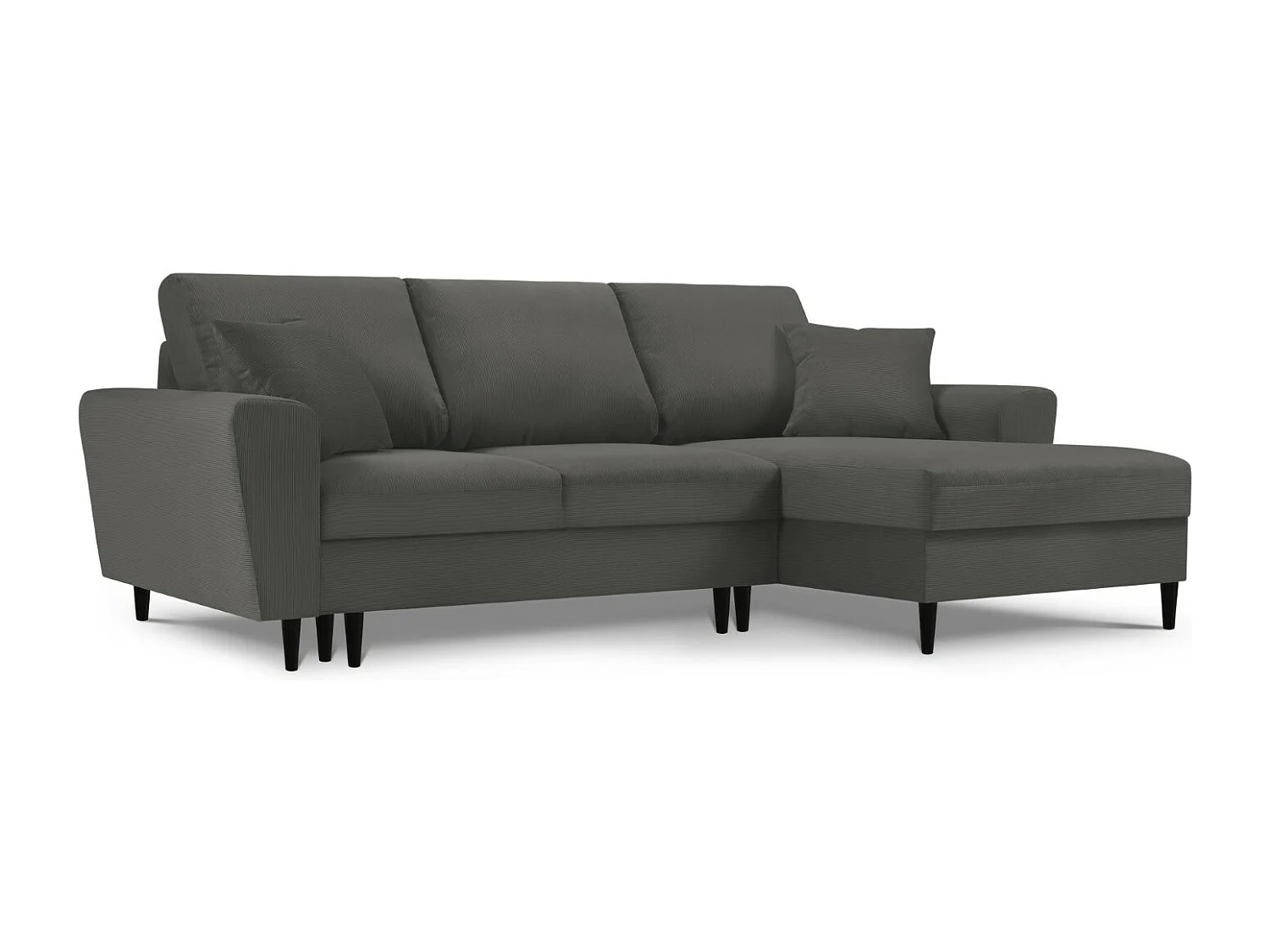 Cosmopolitan Design - Narożnik prawy rozkładany ze schowkiem, "Kyoto" 4 miejsca sztruks, szary - 241x145x88cm 3740399 - obrazek 1