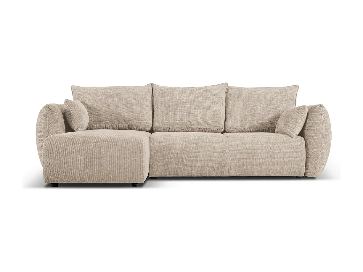Cosmopolitan Design – Narożnik lewy rozkładany ze schowkiem, „Matera” 4 miejsca szenil, beż – 253x173x86cm 3740406