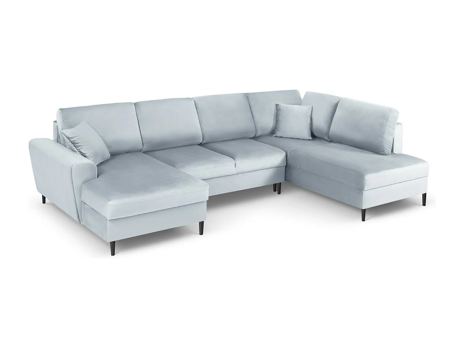 Cosmopolitan Design - Sofa panoramiczna prawa rozkładana ze schowkiem, "Kyoto" 7 miejsc welur, niebieski jasny - 313x194x88cm 3740438 - obrazek 1