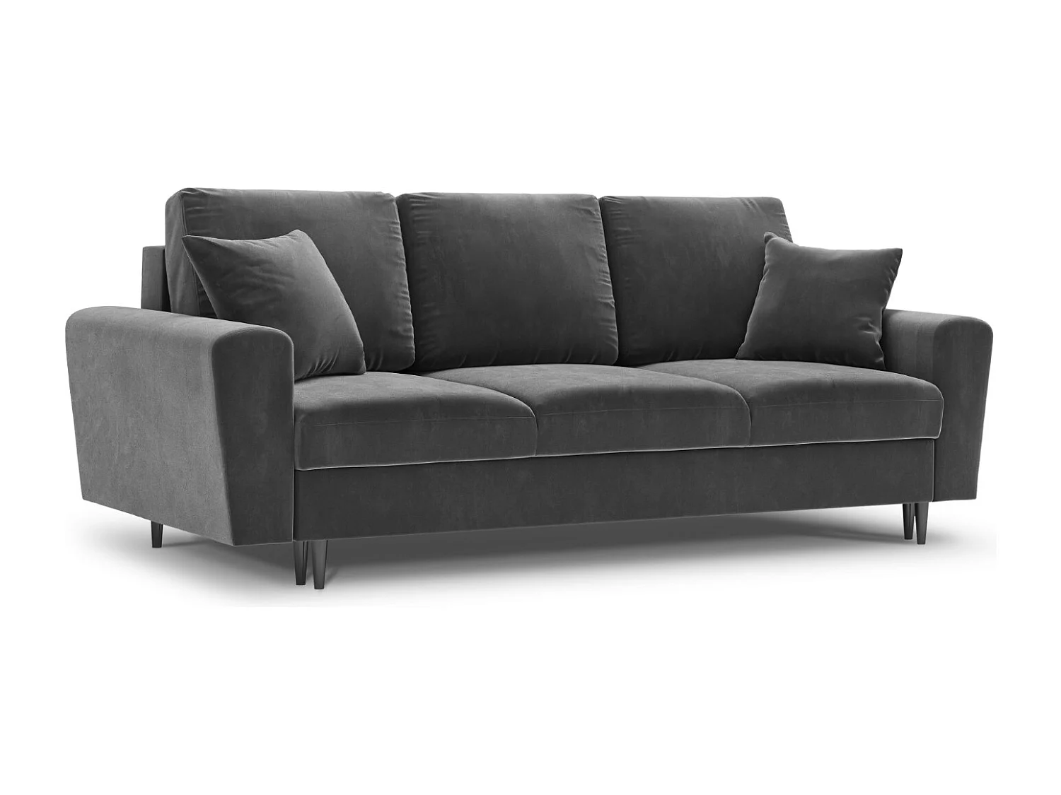 Cosmopolitan Design - Sofa z funkcją spania ze schowkiem, "Kyoto" 3 miejsca welur, szary jasny - 235x100x88cm 3740506 - obrazek 1