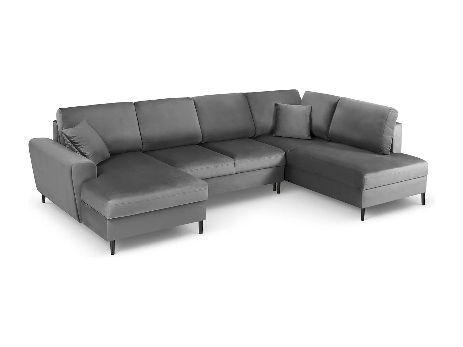 Cosmopolitan Design - Sofa panoramiczna prawa rozkładana ze schowkiem, "Kyoto" 7 miejsc welur, szary jasny - 313x194x88cm 3740515 - obrazek 1