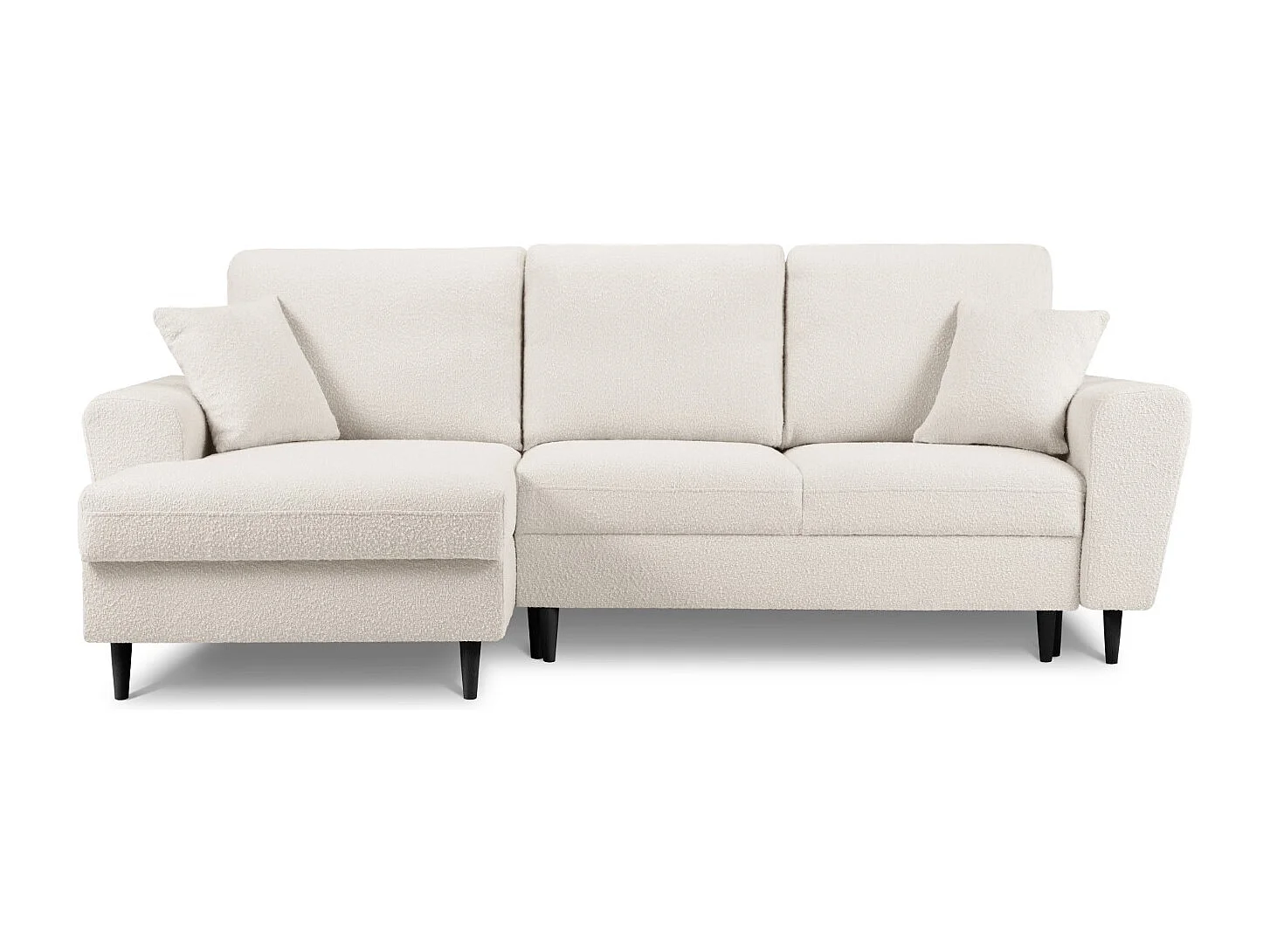 Cosmopolitan Design – Narożnik lewy rozkładany ze schowkiem, „Kyoto” 4 miejsca boucle, beż – 241x145x88cm 3740524