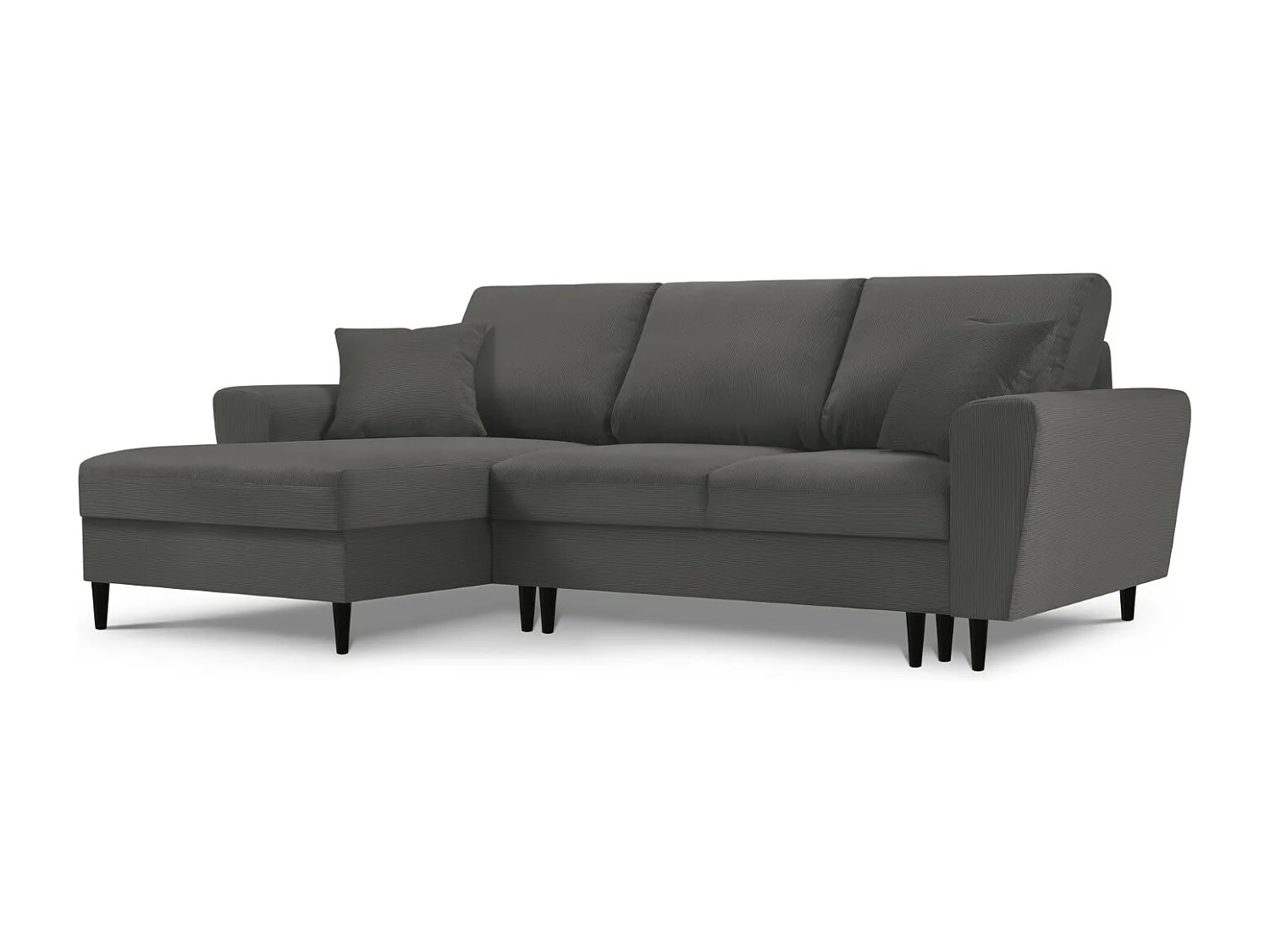 Cosmopolitan Design – Narożnik lewy rozkładany ze schowkiem, „Kyoto” 4 miejsca sztruks, szary – 241x145x88cm 3740552