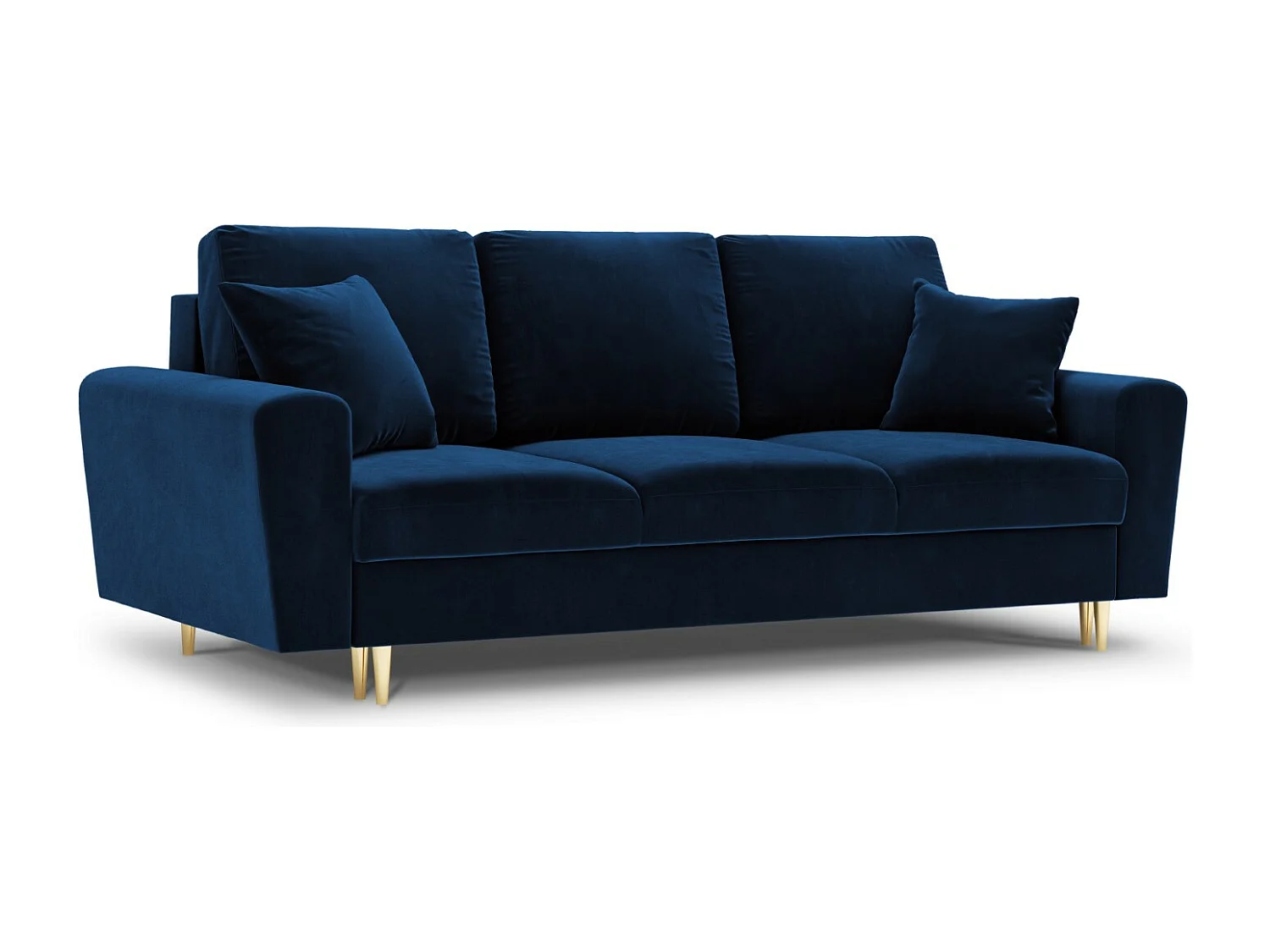 Cosmopolitan Design - Sofa z funkcją spania ze schowkiem, "Kyoto" 3 miejsca welur, błękit królewski - 235x100x88cm 3740557 - obrazek 1