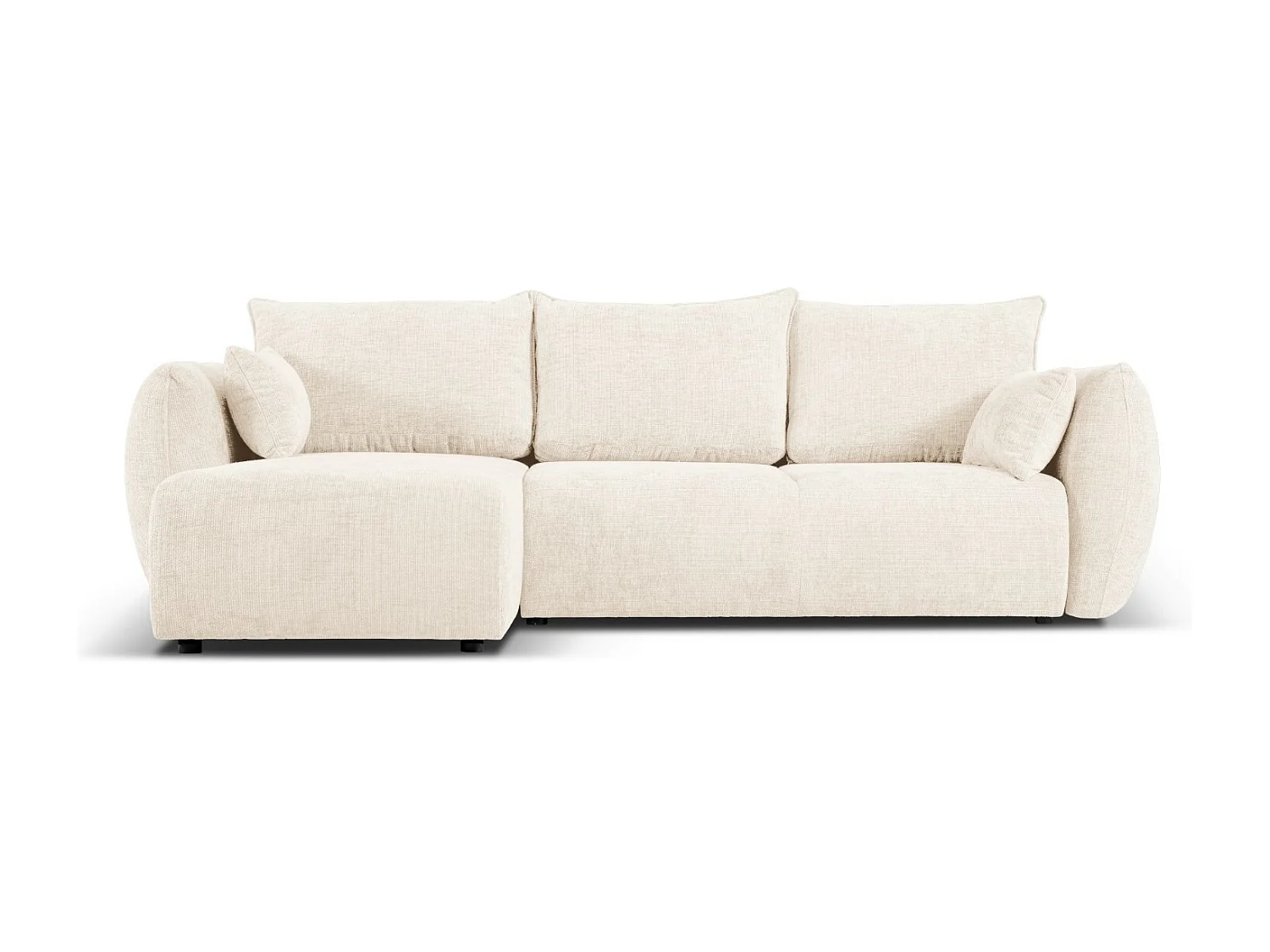 Cosmopolitan Design – Narożnik lewy rozkładany ze schowkiem, „Matera” 4 miejsca szenil, beż jasny – 253x173x86cm 3740574