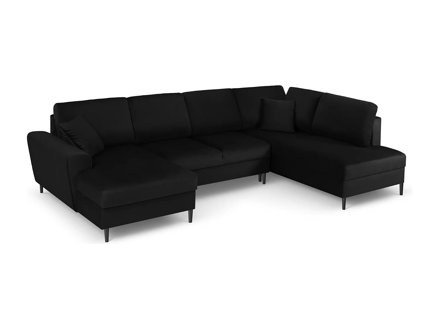 Cosmopolitan Design - Sofa panoramiczna prawa rozkładana ze schowkiem, "Kyoto" 7 miejsc welur, czarny - 313x194x88cm 3740581 - obrazek 1