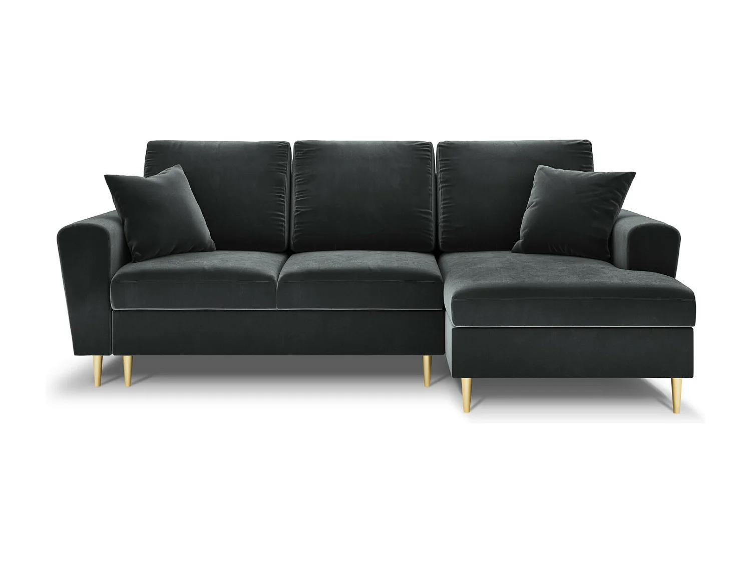 Cosmopolitan Design - Narożnik prawy rozkładany ze schowkiem, "Kyoto" 4 miejsca welur, szary ciemny - 241x145x88cm 3740584 - obrazek 1