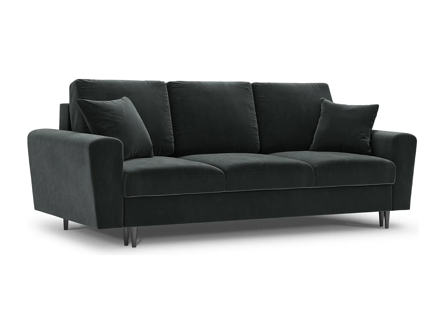 Cosmopolitan Design - Sofa z funkcją spania ze schowkiem, "Kyoto" 3 miejsca welur, szary ciemny - 235x100x88cm 3740628 - obrazek 1