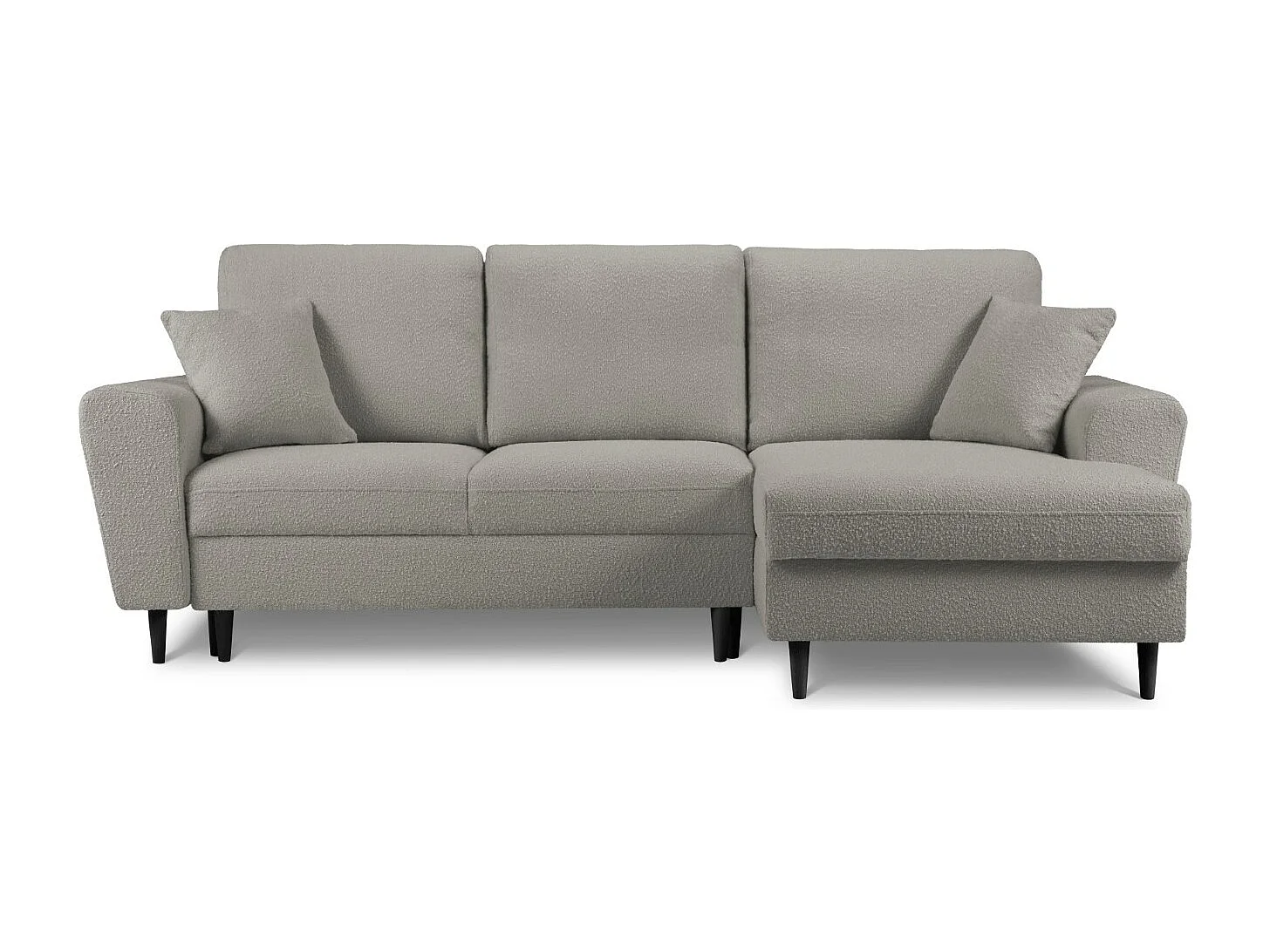 Cosmopolitan Design - Narożnik prawy rozkładany ze schowkiem, "Kyoto" 4 miejsca boucle, szary - 241x145x88cm 3740625 - obrazek 1