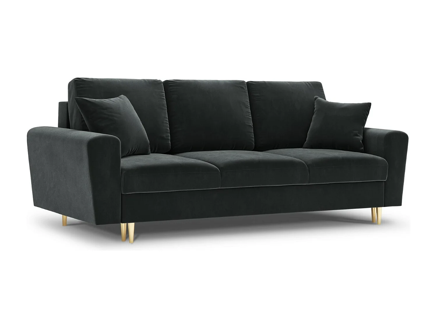 Cosmopolitan Design - Sofa z funkcją spania ze schowkiem, "Kyoto" 3 miejsca welur, szary ciemny - 235x100x88cm 3740653 - obrazek 1
