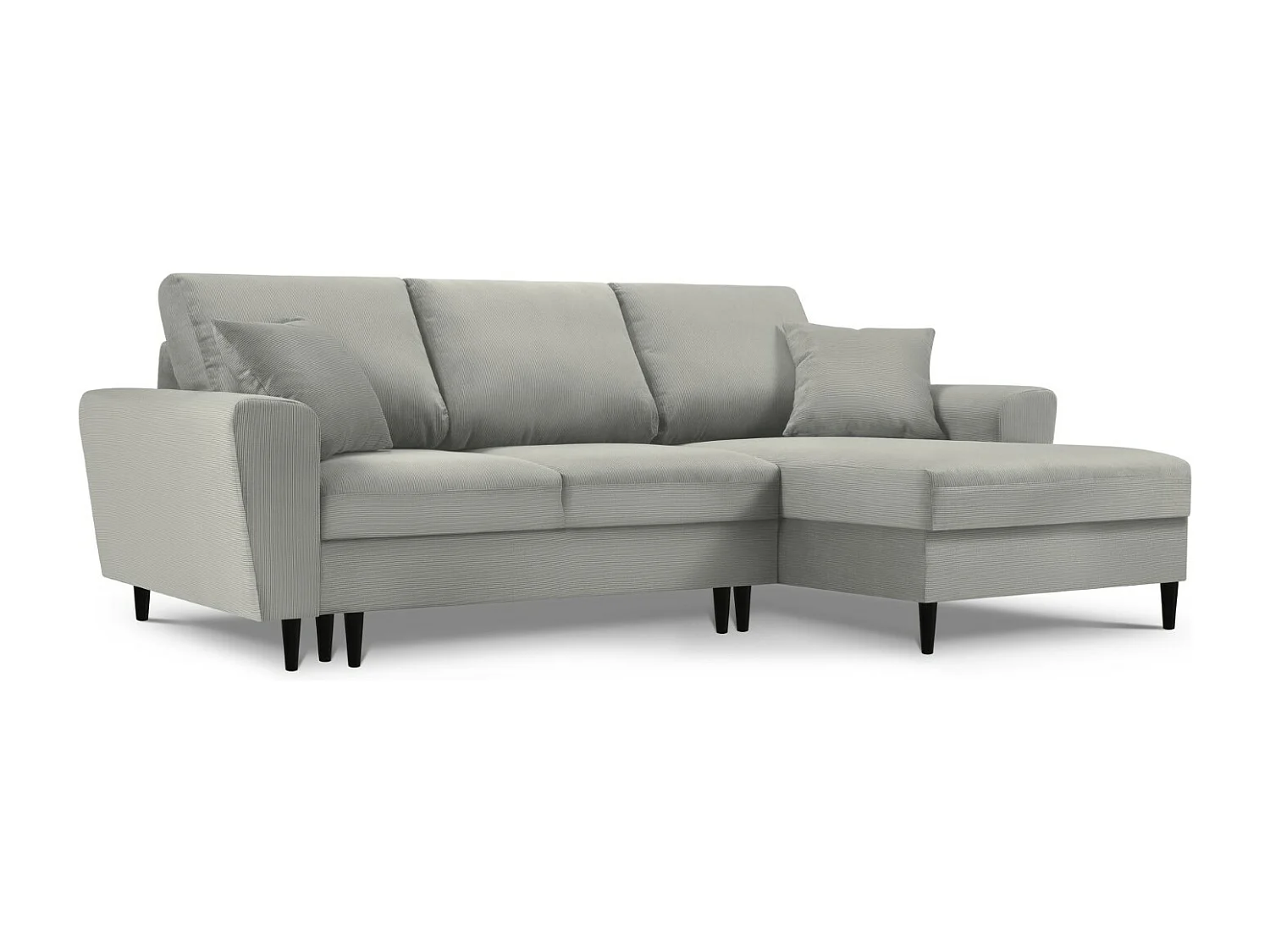 Cosmopolitan Design - Narożnik prawy rozkładany ze schowkiem, "Kyoto" 4 miejsca sztruks, szary jasny - 241x145x88cm 3740651 - obrazek 1