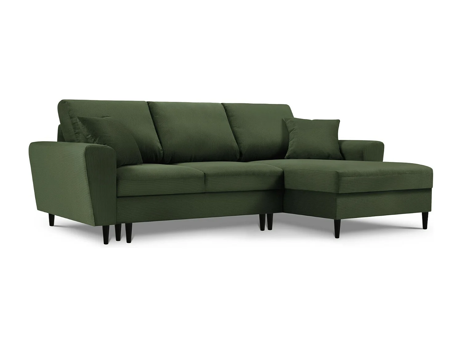Cosmopolitan Design - Narożnik prawy rozkładany ze schowkiem, "Kyoto" 4 miejsca sztruks, zielony butelkowy - 241x145x88cm 3740658 - obrazek 1
