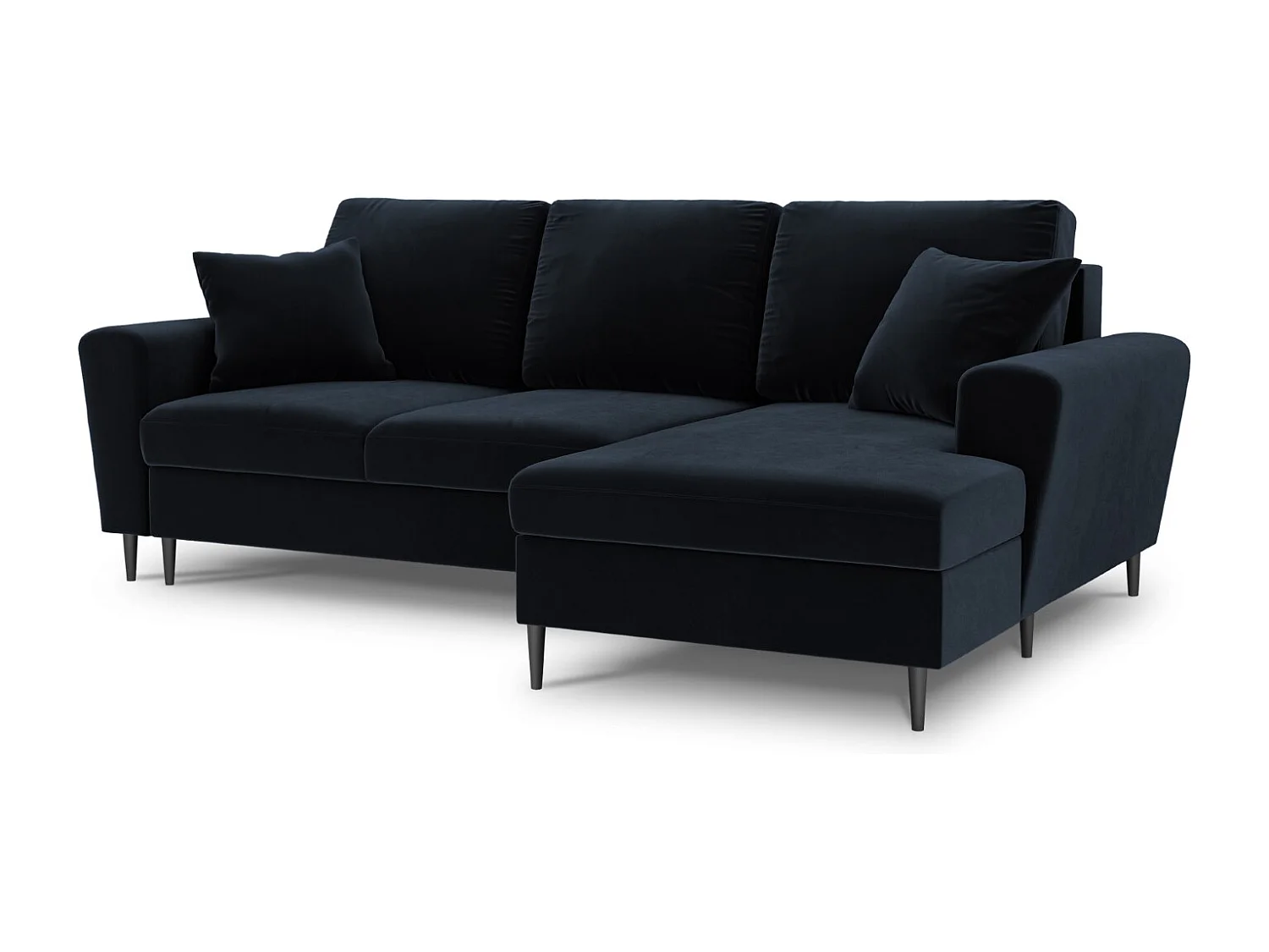 Cosmopolitan Design - Narożnik prawy rozkładany ze schowkiem, "Kyoto" 4 miejsca welur, niebieski ciemny - 241x145x88cm 3740662 - obrazek 1