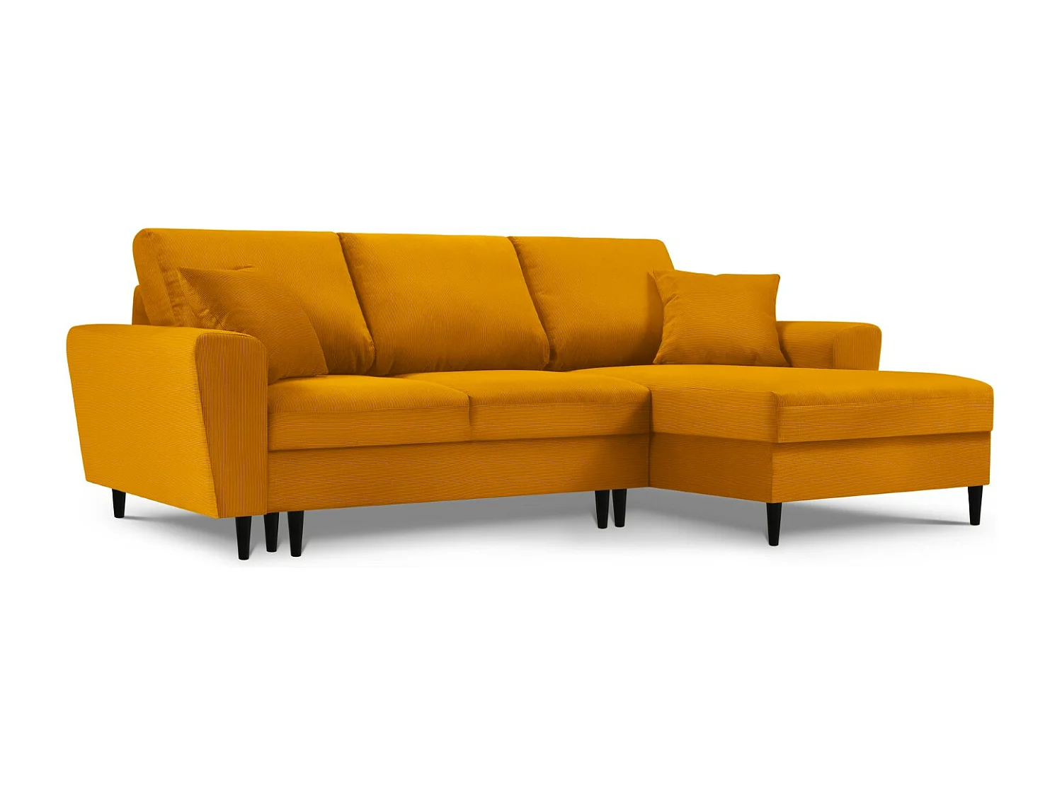 Cosmopolitan Design - Narożnik prawy rozkładany ze schowkiem, "Kyoto" 4 miejsca sztruks, żółty - 241x145x88cm 3740659 - obrazek 1