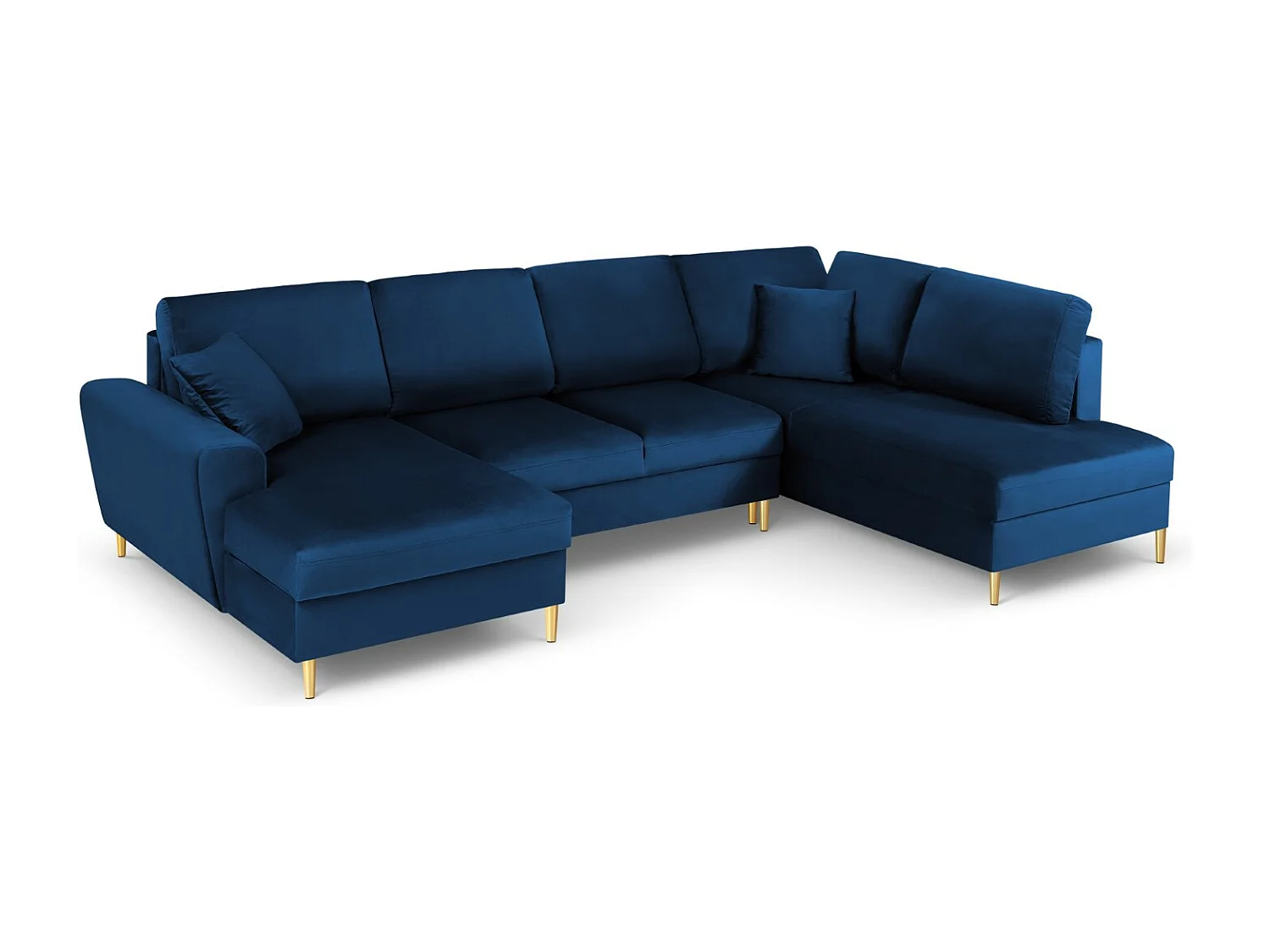 Cosmopolitan Design - Sofa panoramiczna prawa rozkładana ze schowkiem, "Kyoto" 7 miejsc welur, błękit królewski - 313x194x88cm 3740666 - obrazek 1