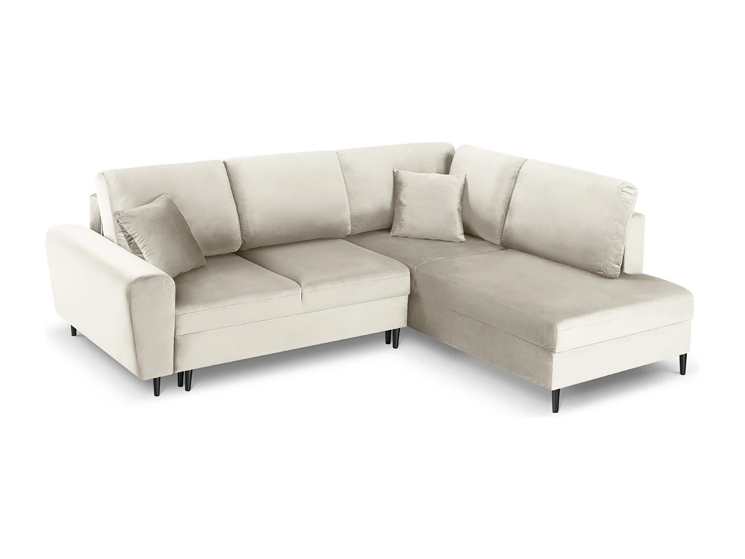 Cosmopolitan Design - Narożnik prawy rozkładany ze schowkiem, "Kyoto" 5 miejsc welur, beż jasny - 243x194x88cm 3740677 - obrazek 1