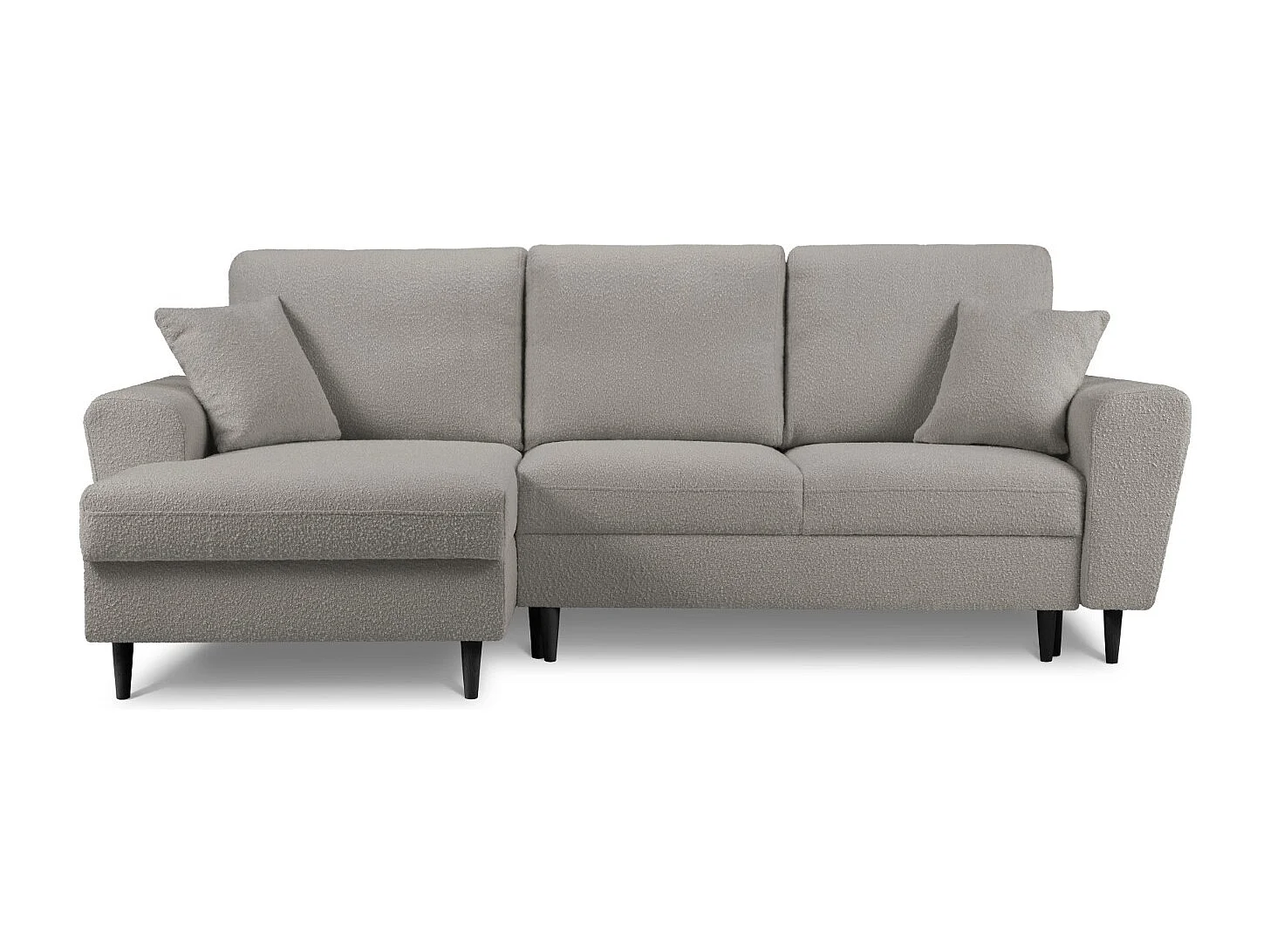 Cosmopolitan Design – Narożnik lewy rozkładany ze schowkiem, „Kyoto” 4 miejsca boucle, szary – 241x145x88cm 3740690