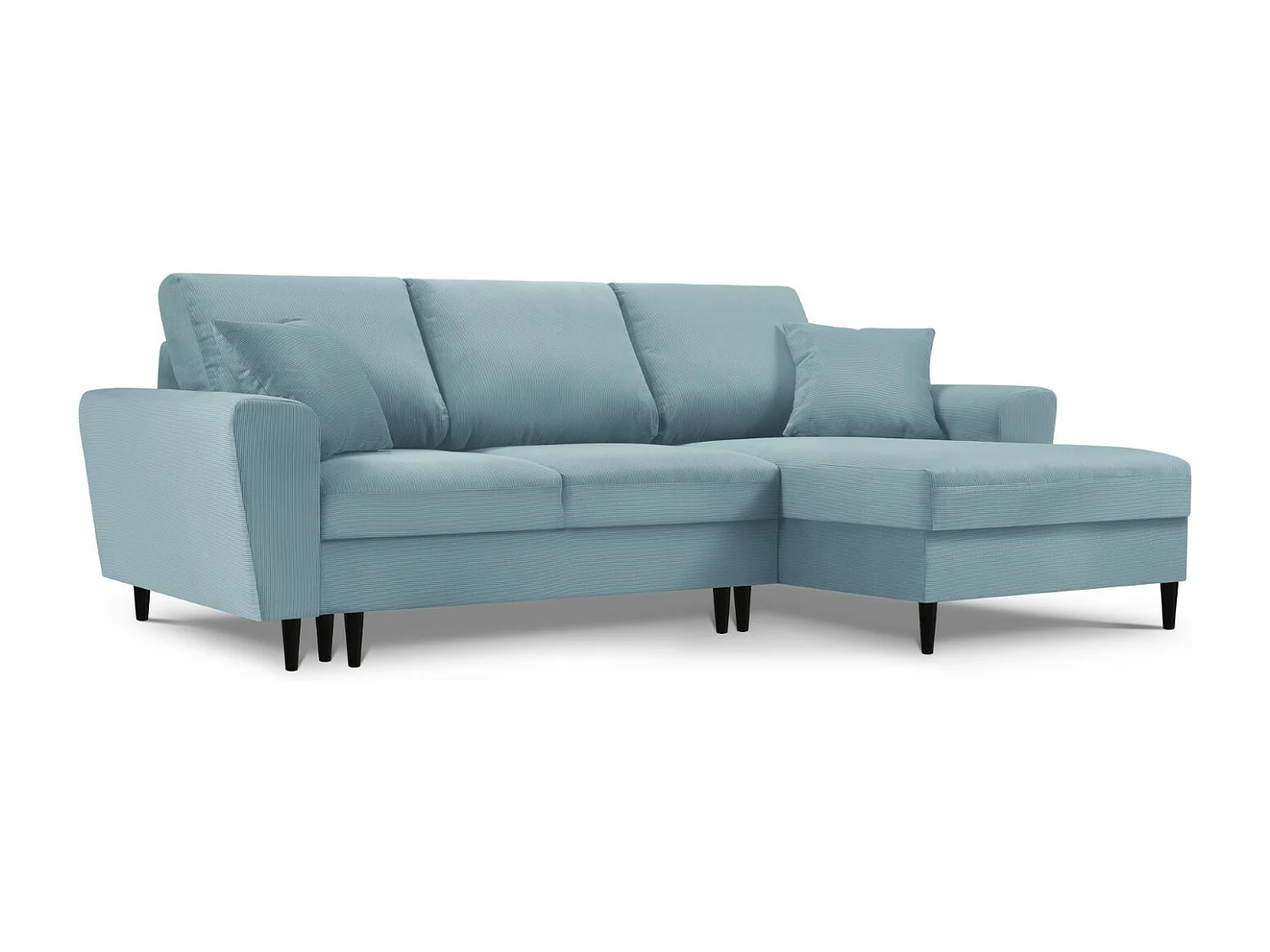 Cosmopolitan Design - Narożnik prawy rozkładany ze schowkiem, "Kyoto" 4 miejsca sztruks, niebieski jasny - 241x145x88cm 3740698 - obrazek 1