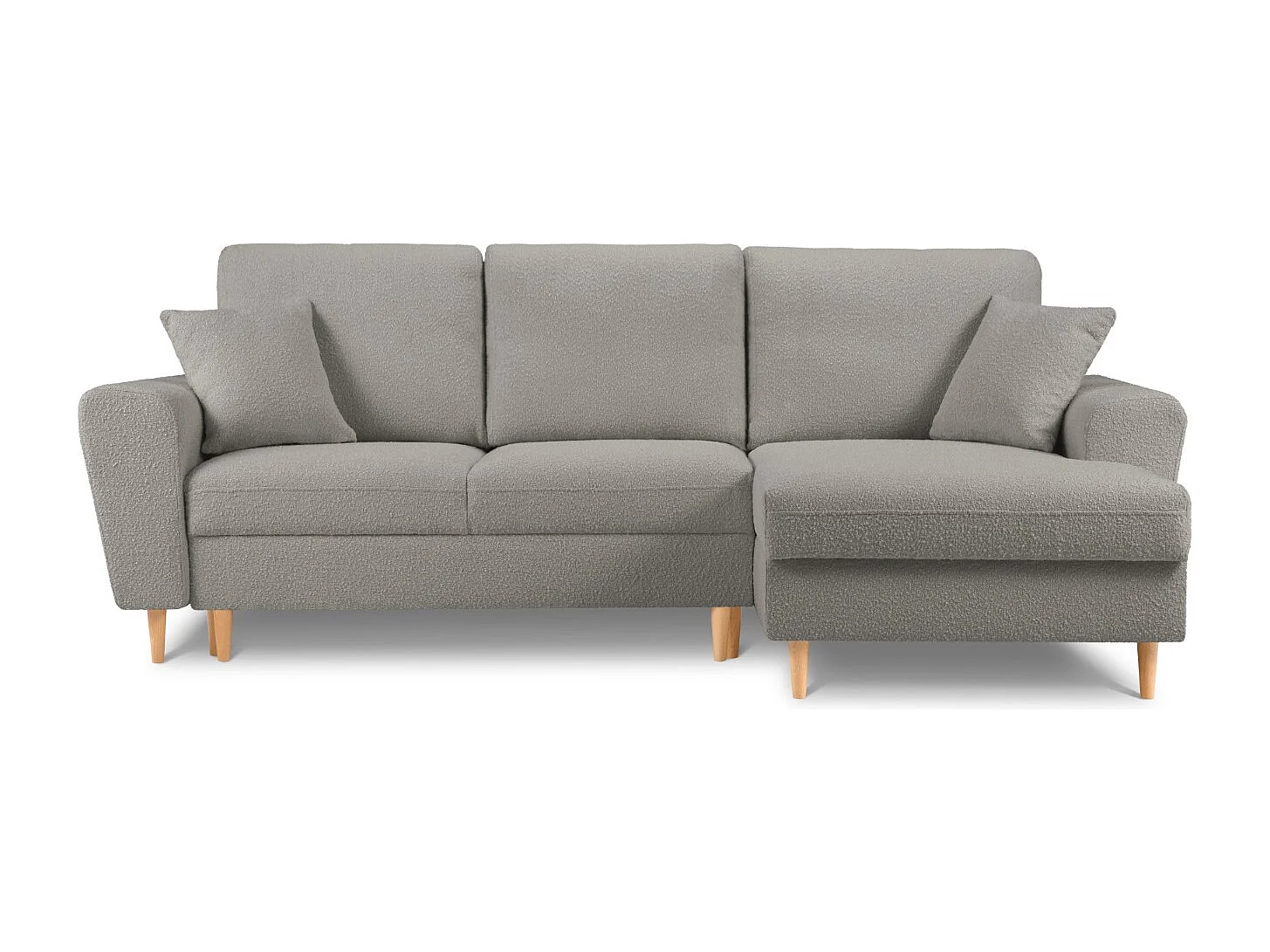 Cosmopolitan Design - Narożnik prawy rozkładany ze schowkiem, "Kyoto" 4 miejsca boucle, szary - 241x145x88cm 3740724 - obrazek 1