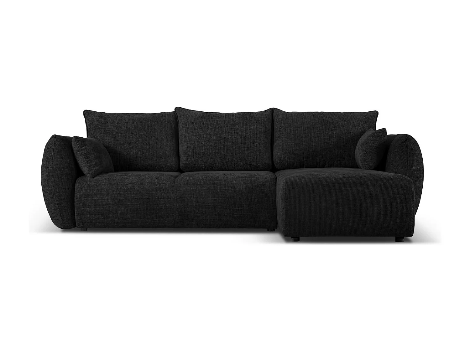 Cosmopolitan Design - Narożnik prawy rozkładany ze schowkiem, "Matera" 4 miejsca szenil, czarny - 253x173x86cm 3740725 - obrazek 1