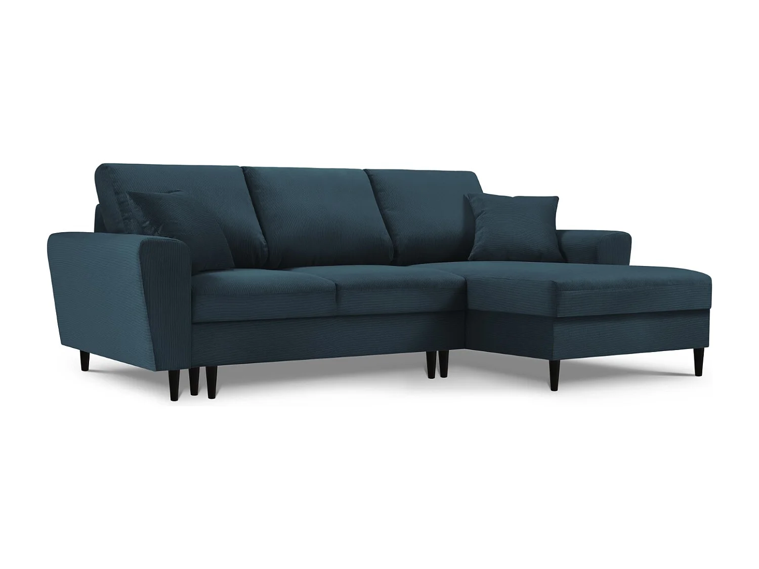Cosmopolitan Design - Narożnik prawy rozkładany ze schowkiem, "Kyoto" 4 miejsca sztruks, niebieski ciemny - 241x145x88cm 3740732 - obrazek 1