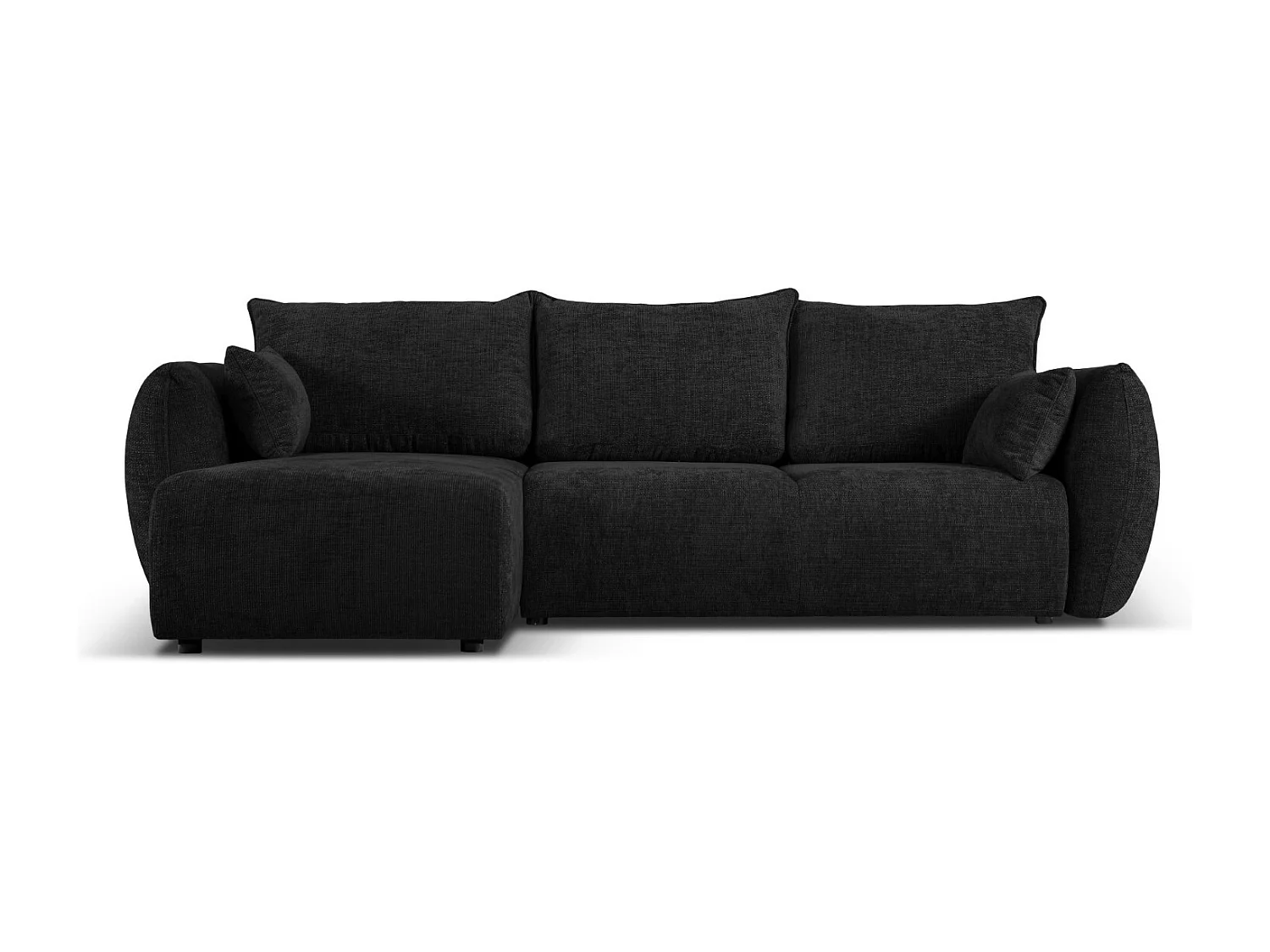 Cosmopolitan Design - Narożnik lewy rozkładany ze schowkiem, "Matera" 4 miejsca szenil, czarny - 253x173x86cm 3740744 - obrazek 1