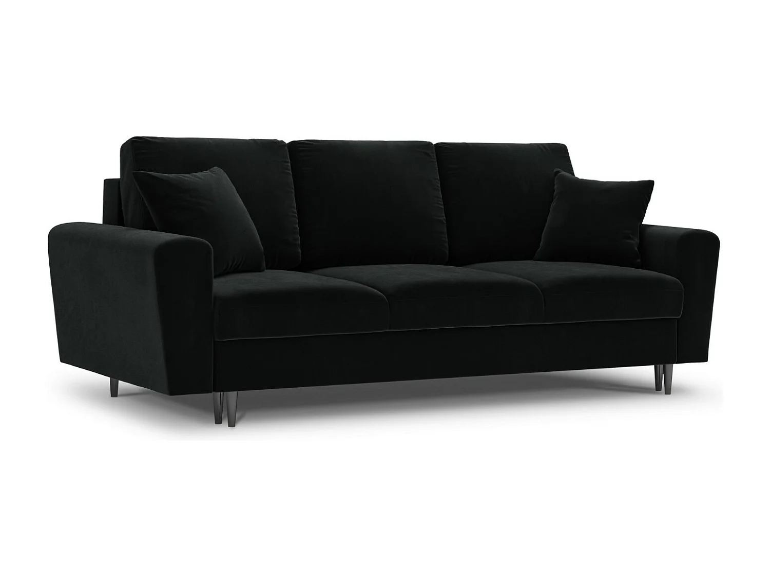 Cosmopolitan Design - Sofa z funkcją spania ze schowkiem, "Kyoto" 3 miejsca welur, czarny - 235x100x88cm 3740759 - obrazek 1