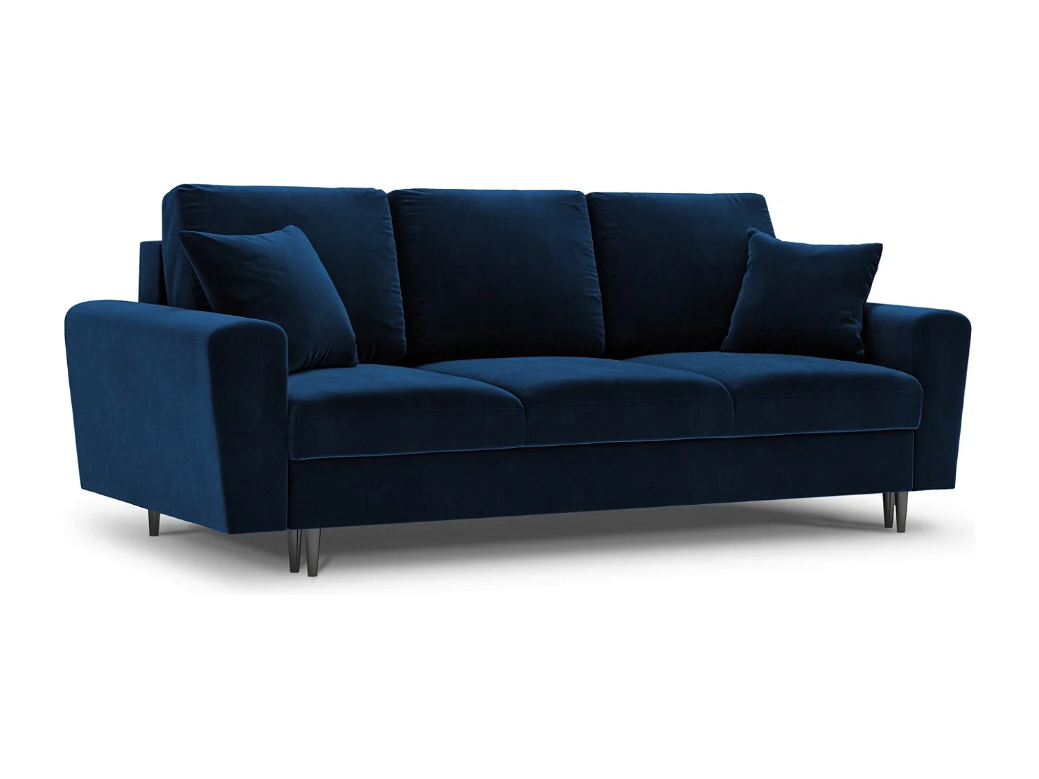 Cosmopolitan Design - Sofa z funkcją spania ze schowkiem, "Kyoto" 3 miejsca welur, błękit królewski - 235x100x88cm 3740762 - obrazek 1