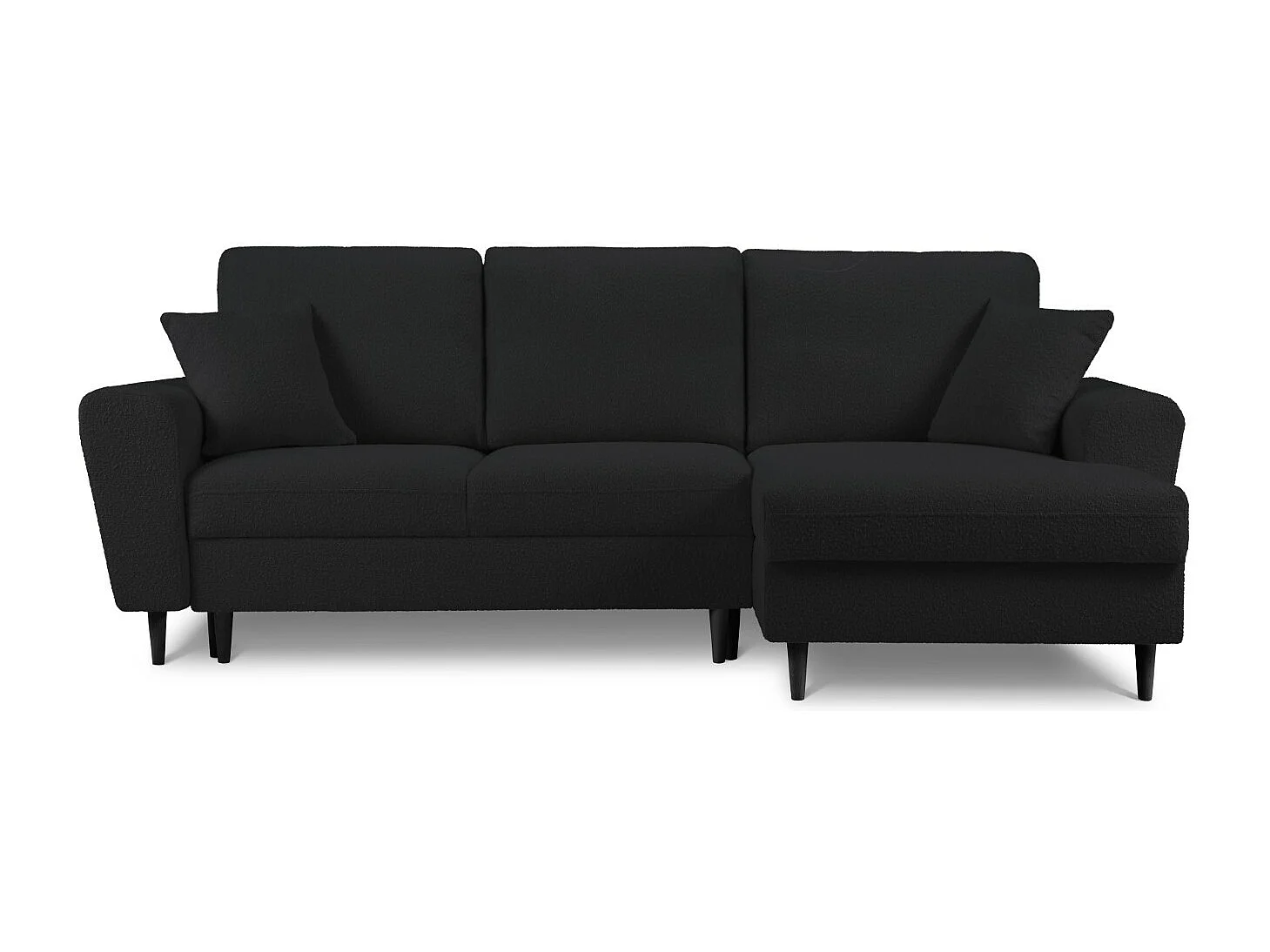 Cosmopolitan Design - Narożnik prawy rozkładany ze schowkiem, "Kyoto" 4 miejsca boucle, czarny - 241x145x88cm 3740764 - obrazek 1