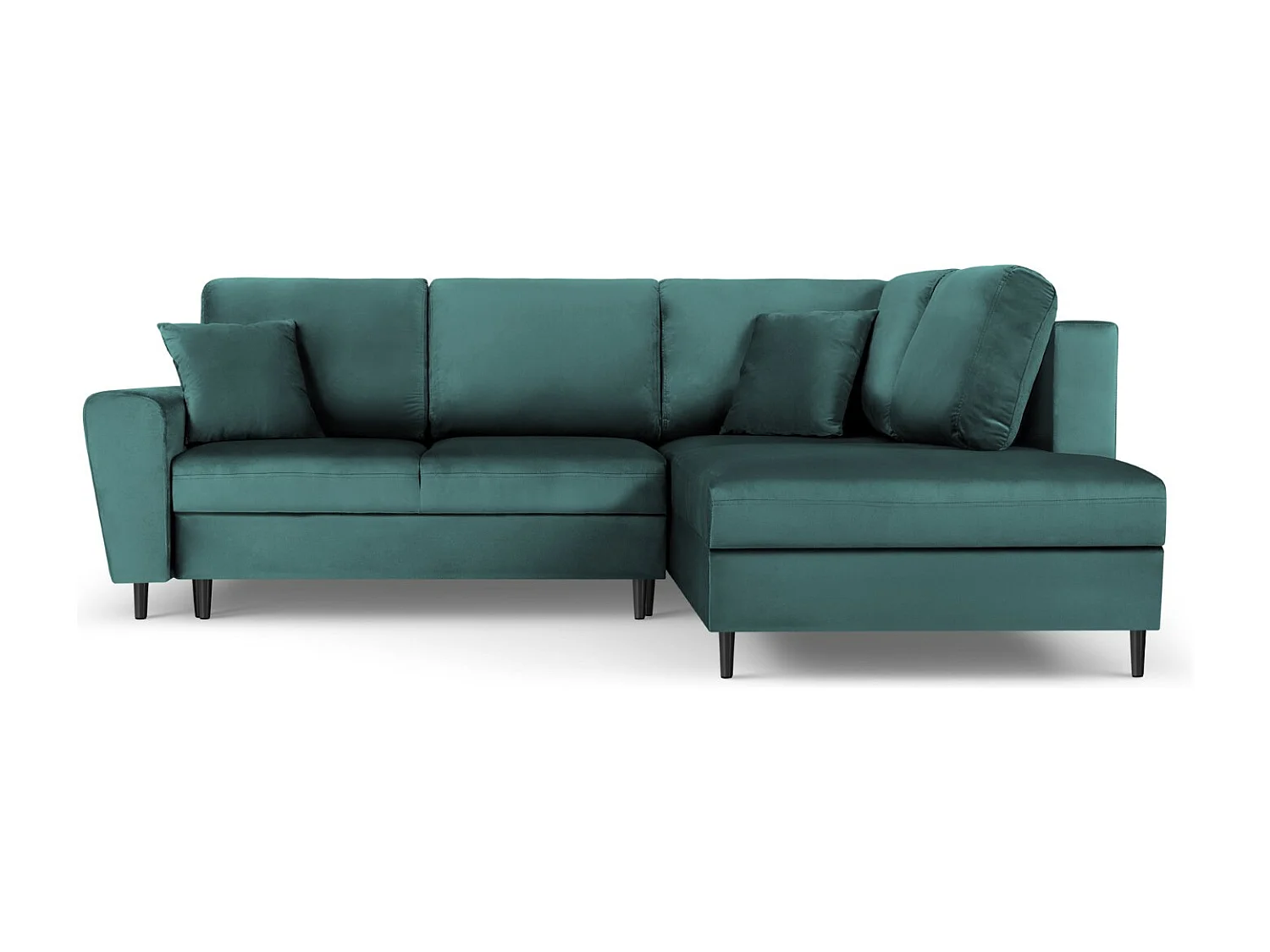 Cosmopolitan Design - Narożnik prawy rozkładany ze schowkiem, "Kyoto" 5 miejsc welur, petrol - 243x194x88cm 3740768 - obrazek 1