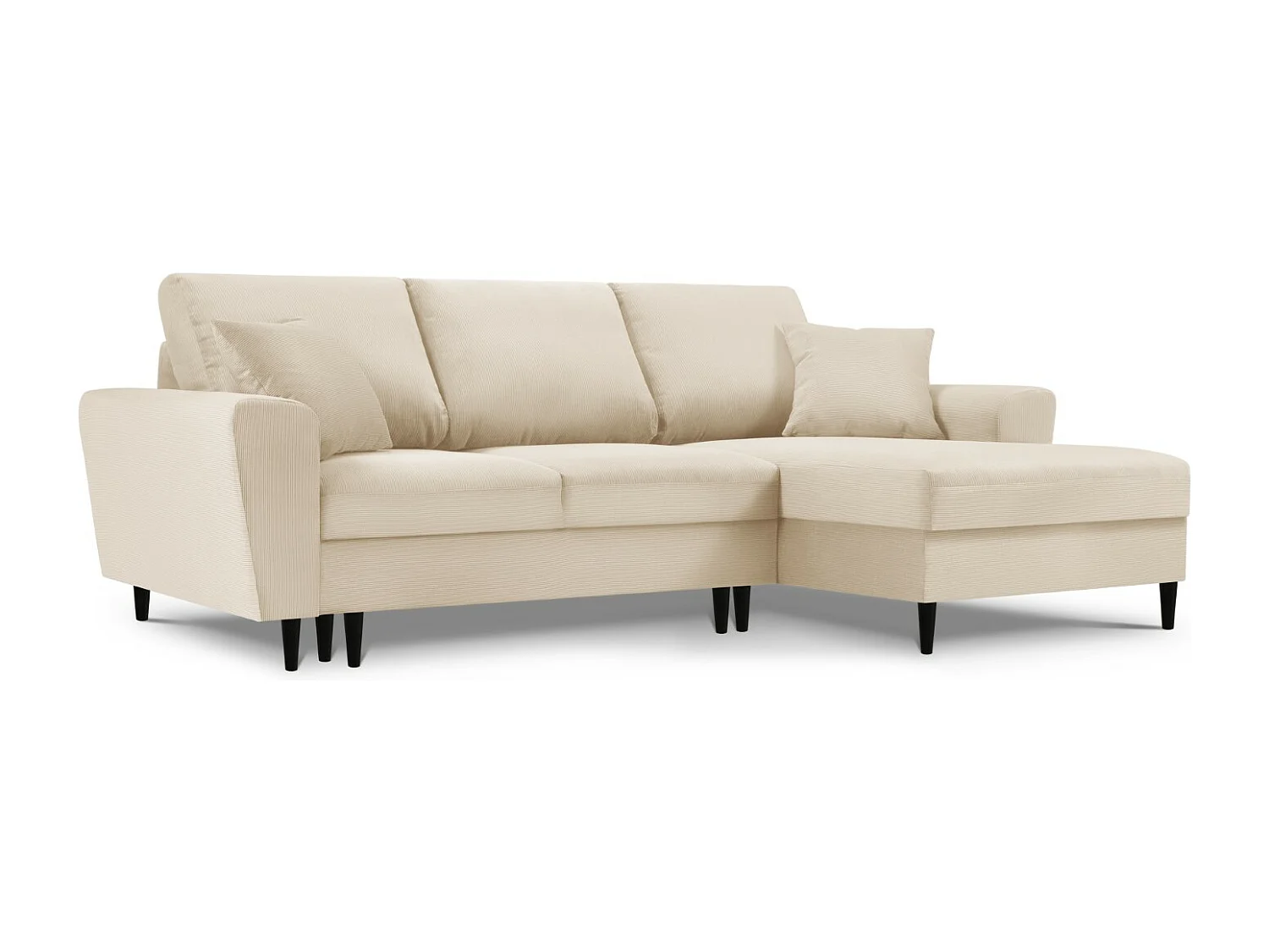 Cosmopolitan Design - Narożnik prawy rozkładany ze schowkiem, "Kyoto" 4 miejsca sztruks, beż - 241x145x88cm 3740791 - obrazek 1