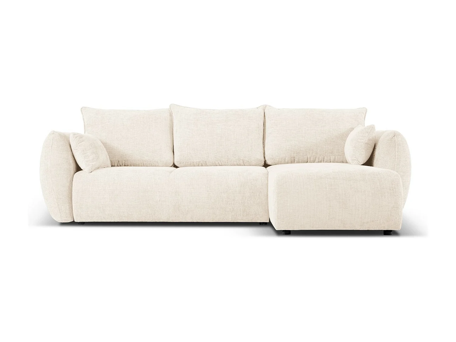 Cosmopolitan Design - Narożnik prawy rozkładany ze schowkiem, "Matera" 4 miejsca szenil, beż jasny - 253x173x86cm 3740795 - obrazek 1