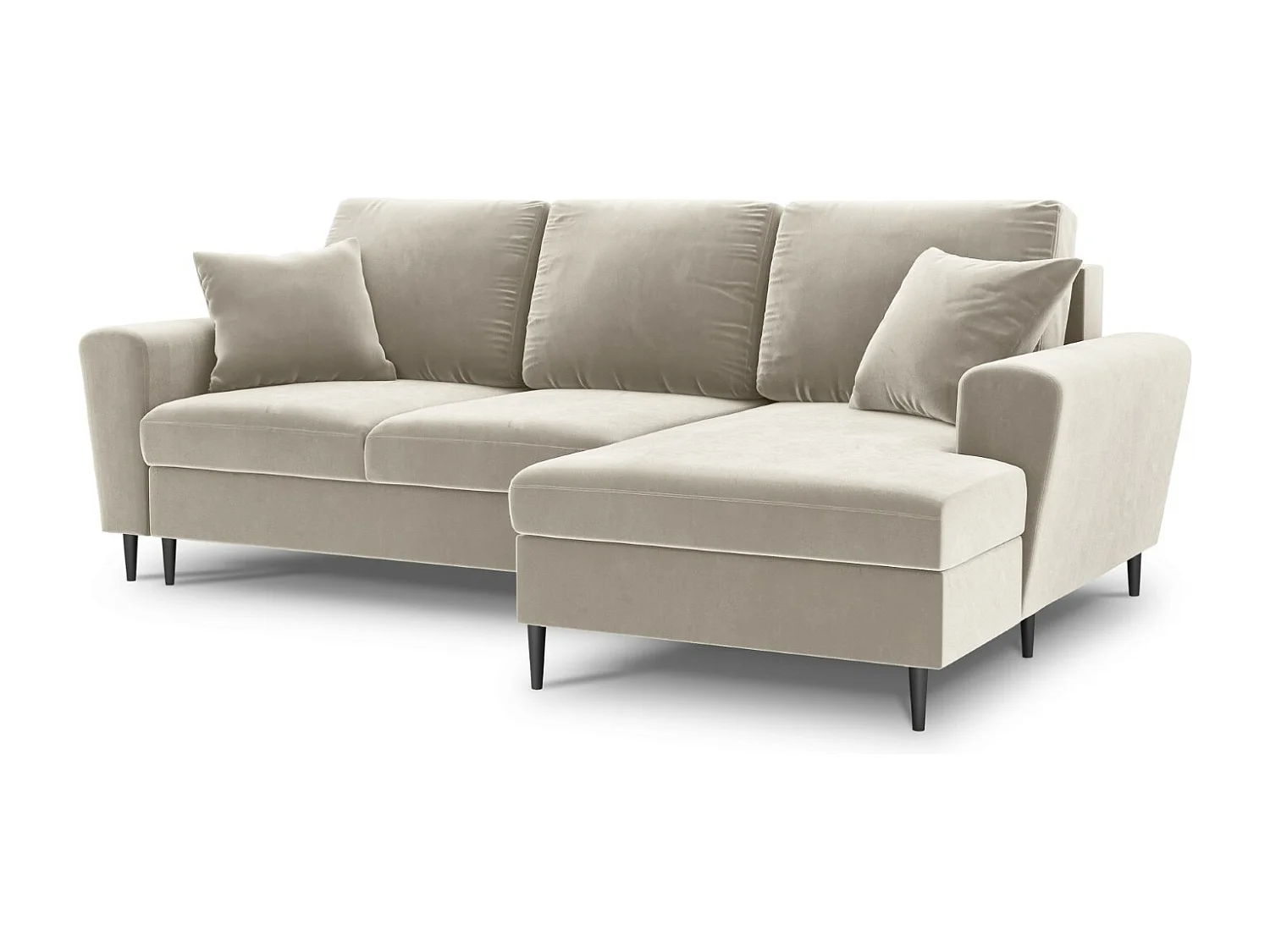 Cosmopolitan Design - Narożnik prawy rozkładany ze schowkiem, "Kyoto" 4 miejsca welur, beż jasny - 241x145x88cm 3740807 - obrazek 1