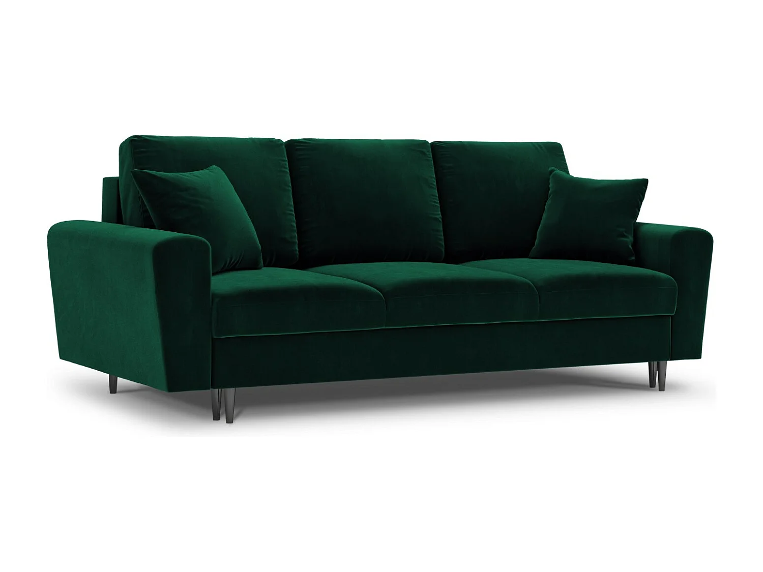 Cosmopolitan Design - Sofa z funkcją spania ze schowkiem, "Kyoto" 3 miejsca welur, zielony butelkowy - 235x100x88cm 3740840 - obrazek 1