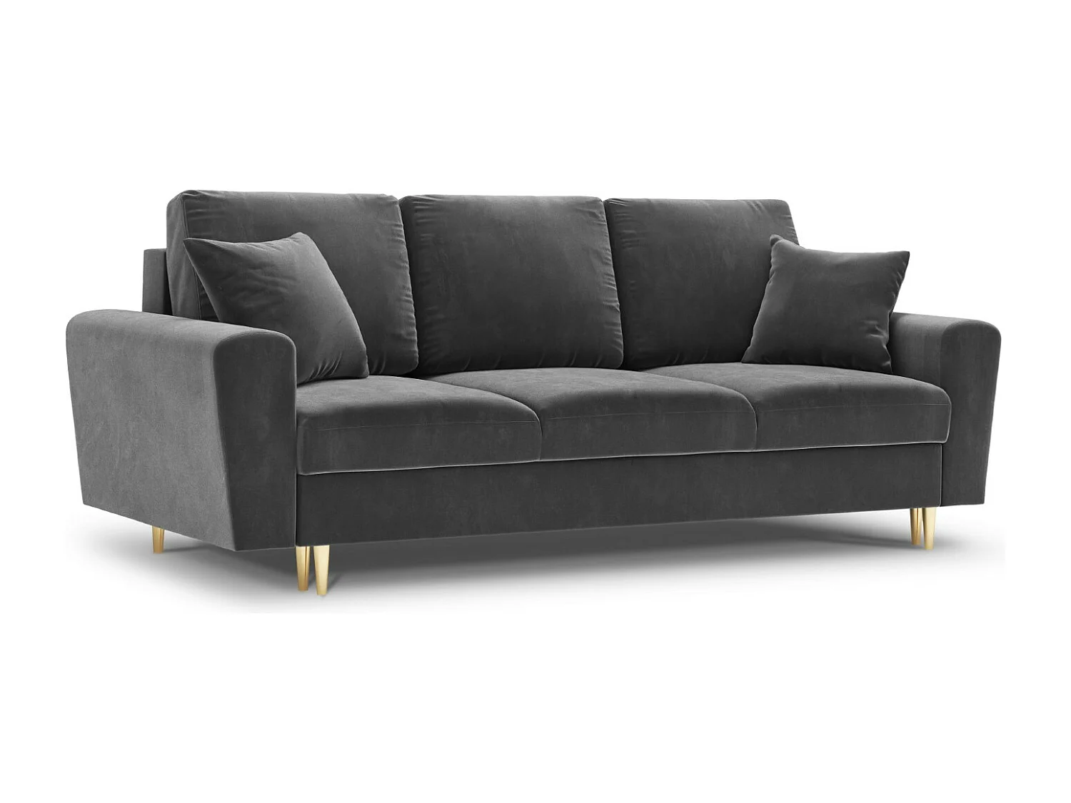Cosmopolitan Design - Sofa z funkcją spania ze schowkiem, "Kyoto" 3 miejsca welur, szary jasny - 235x100x88cm 3740861 - obrazek 1