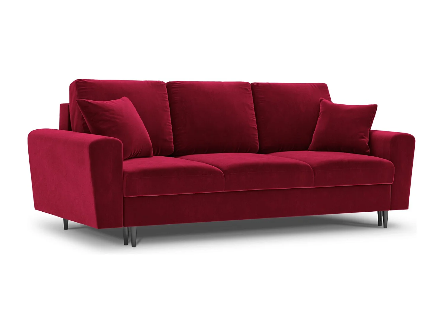 Cosmopolitan Design - Sofa z funkcją spania ze schowkiem, "Kyoto" 3 miejsca welur, czerwony - 235x100x88cm 3740901 - obrazek 1