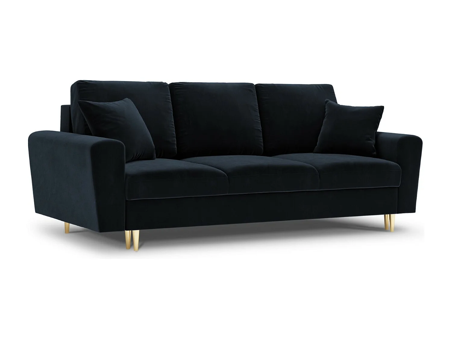 Cosmopolitan Design - Sofa z funkcją spania ze schowkiem, "Kyoto" 3 miejsca welur, niebieski ciemny - 235x100x88cm 3740916 - obrazek 1