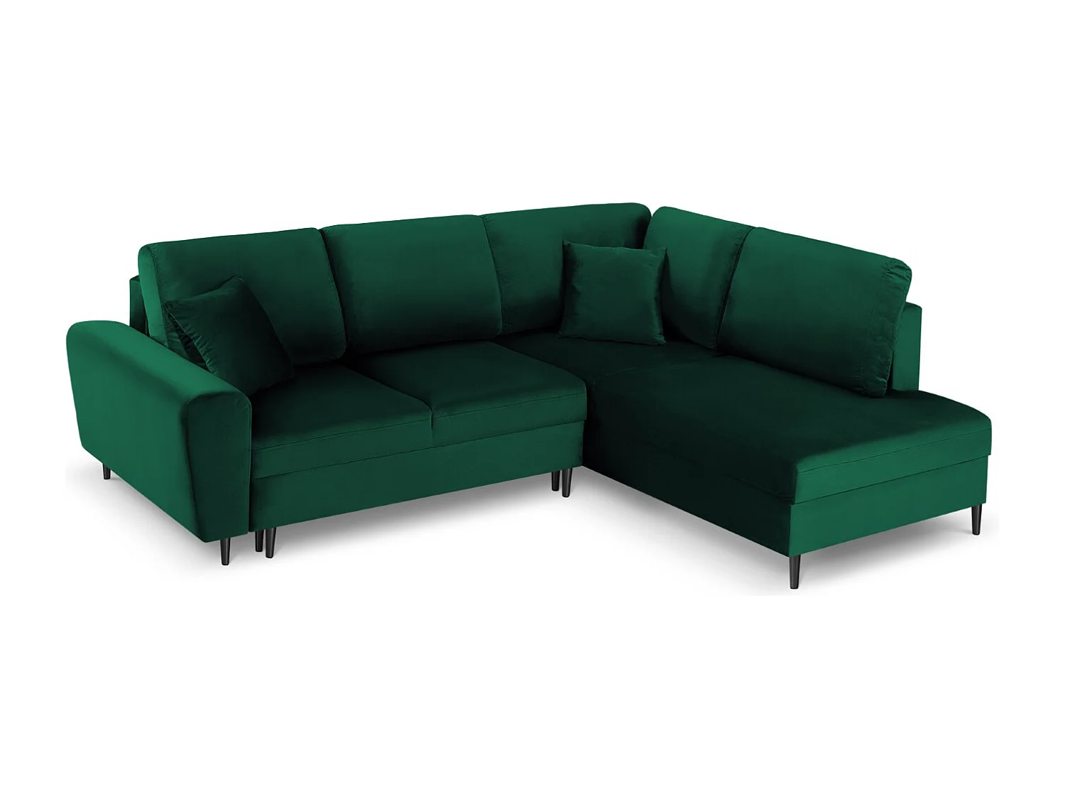 Cosmopolitan Design - Narożnik prawy rozkładany ze schowkiem, "Kyoto" 5 miejsc welur, zielony butelkowy - 243x194x88cm 3740968 - obrazek 1