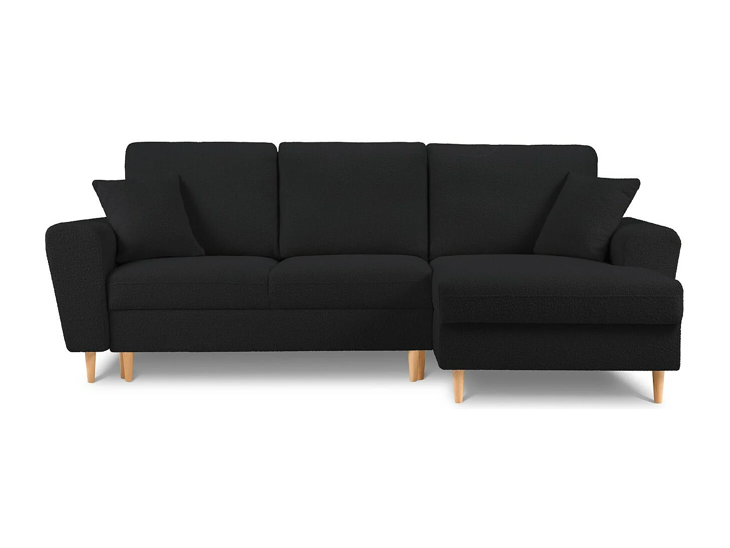 Cosmopolitan Design - Narożnik prawy rozkładany ze schowkiem, "Kyoto" 4 miejsca boucle, czarny - 241x145x88cm 3740970 - obrazek 1