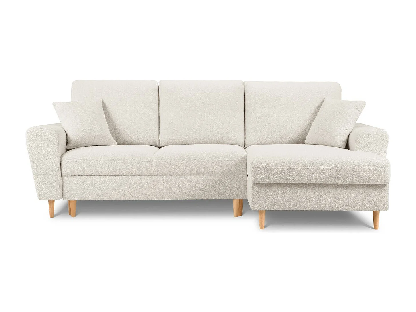 Cosmopolitan Design - Narożnik prawy rozkładany ze schowkiem, "Kyoto" 4 miejsca boucle, beż - 241x145x88cm 3740974 - obrazek 1