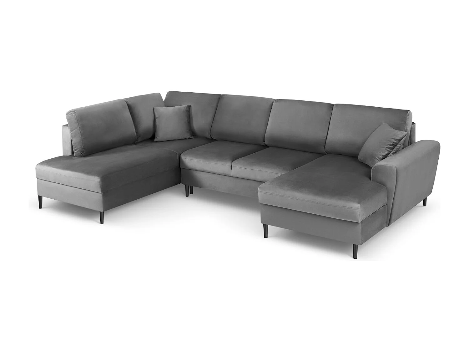 Cosmopolitan Design - Sofa panoramiczna lewa rozkładana ze schowkiem, "Kyoto" 7 miejsc welur, szary jasny - 313x194x88cm 3740985 - obrazek 1