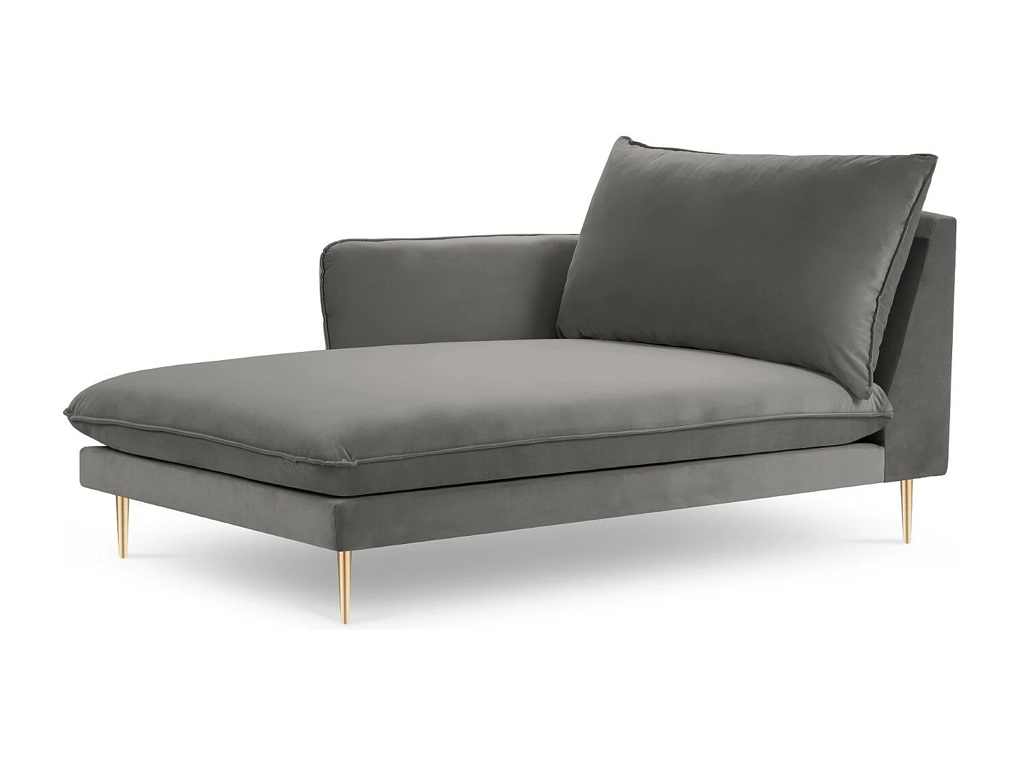 Cosmopolitan Design – Szezlong bok lewy, „Vienna” welur, szary jasny – 170x110x95cm 3741261