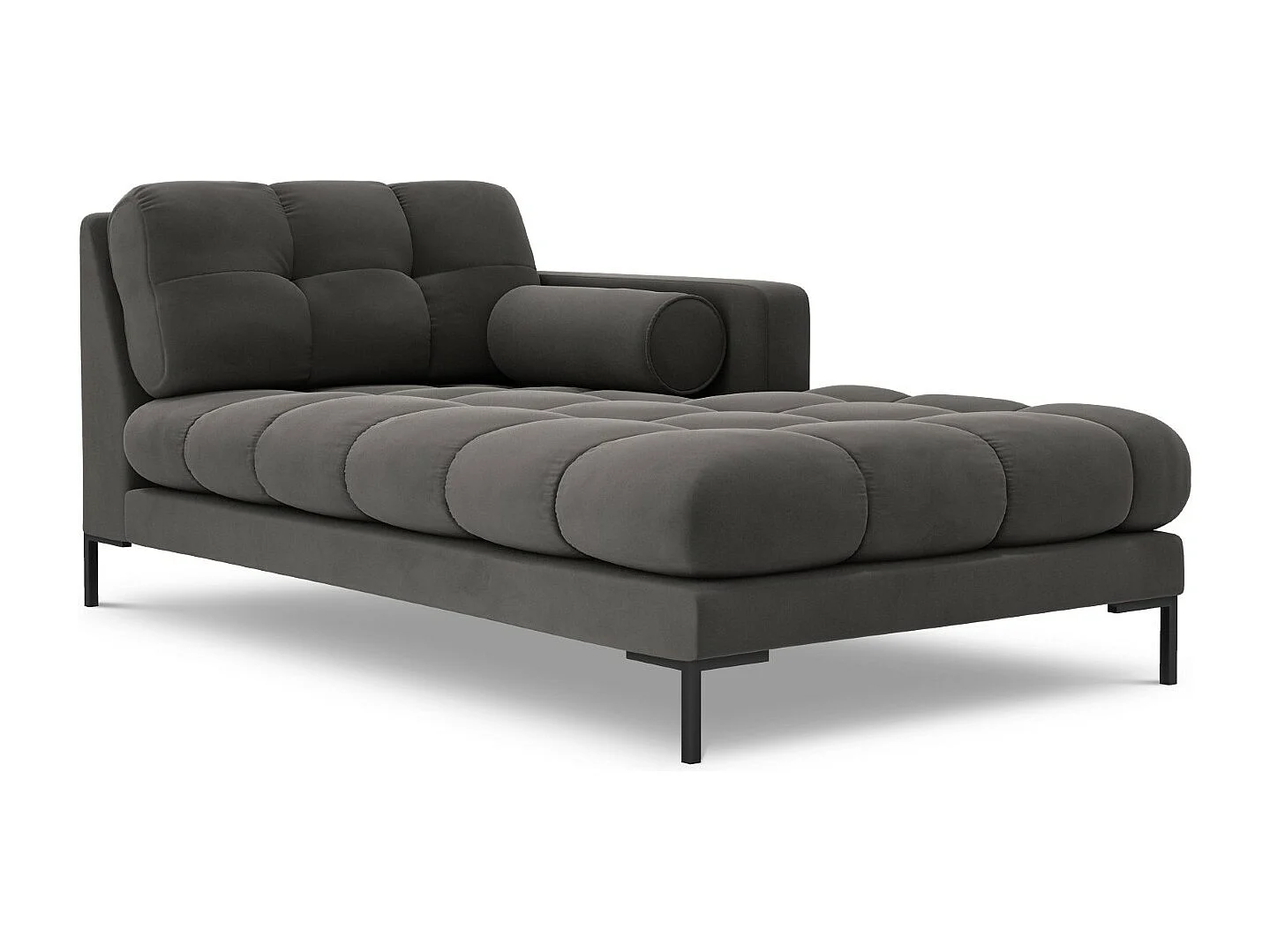 Cosmopolitan Design - Szezlong bok prawy, "Bali" welur, szary ciemny - 185x102x75cm 3741275 - obrazek 1
