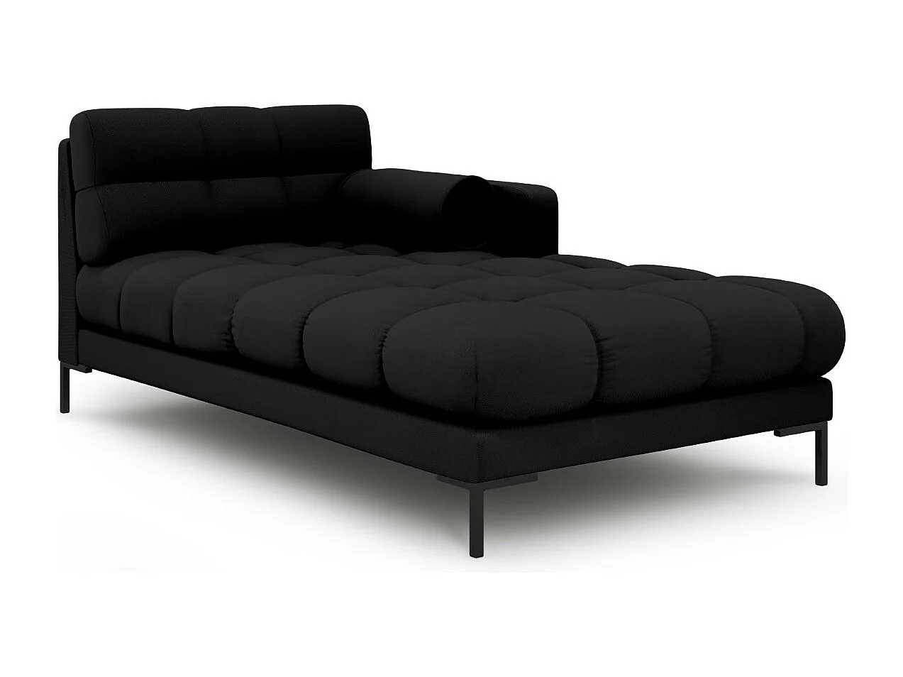 Cosmopolitan Design – Szezlong bok prawy, „Bali” tkanina strukturalna, czarny – 185x102x75cm 3741312