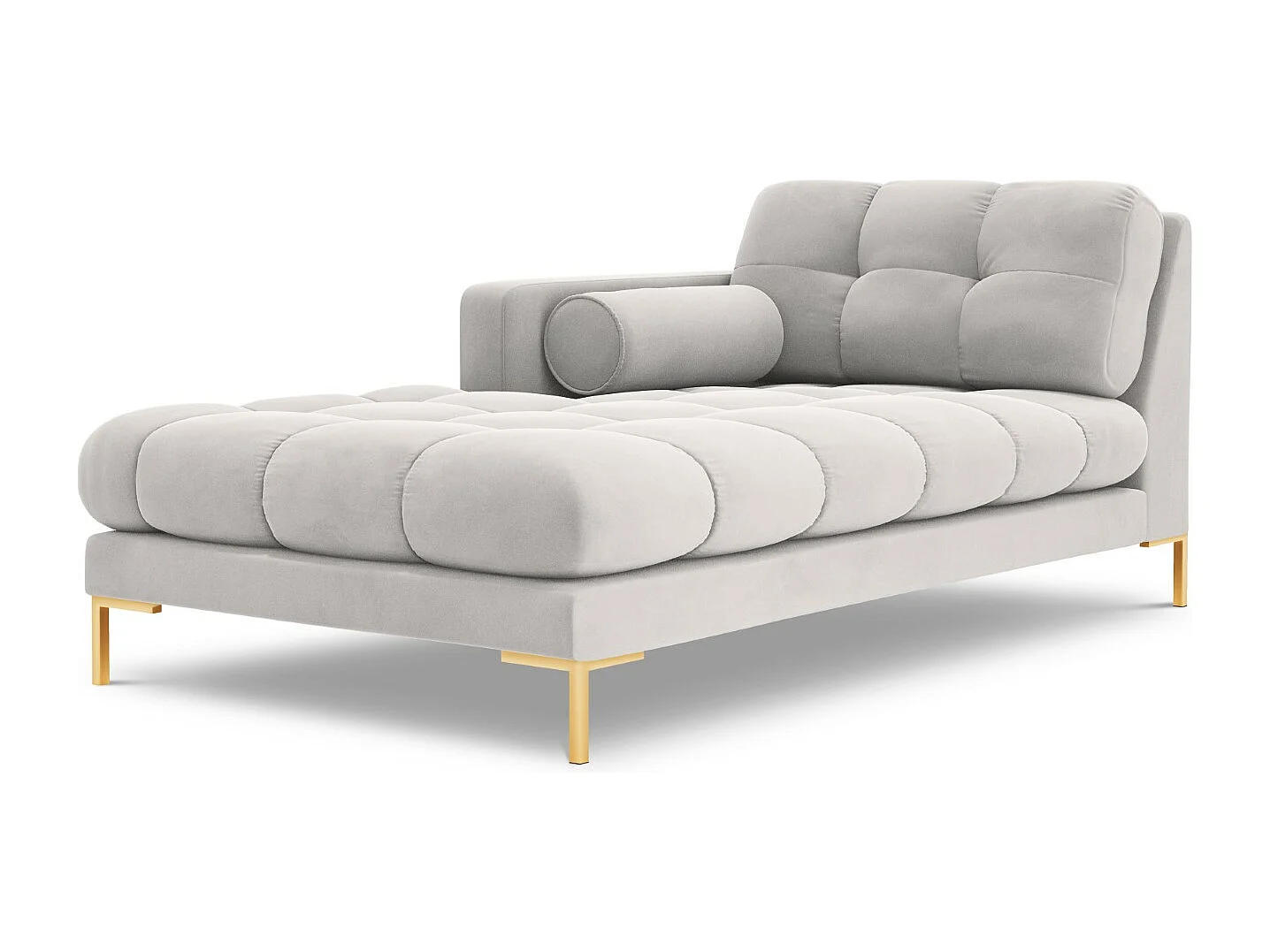 Cosmopolitan Design – Szezlong bok lewy, „Bali” welur, srebrny – 185x102x75cm 3741309