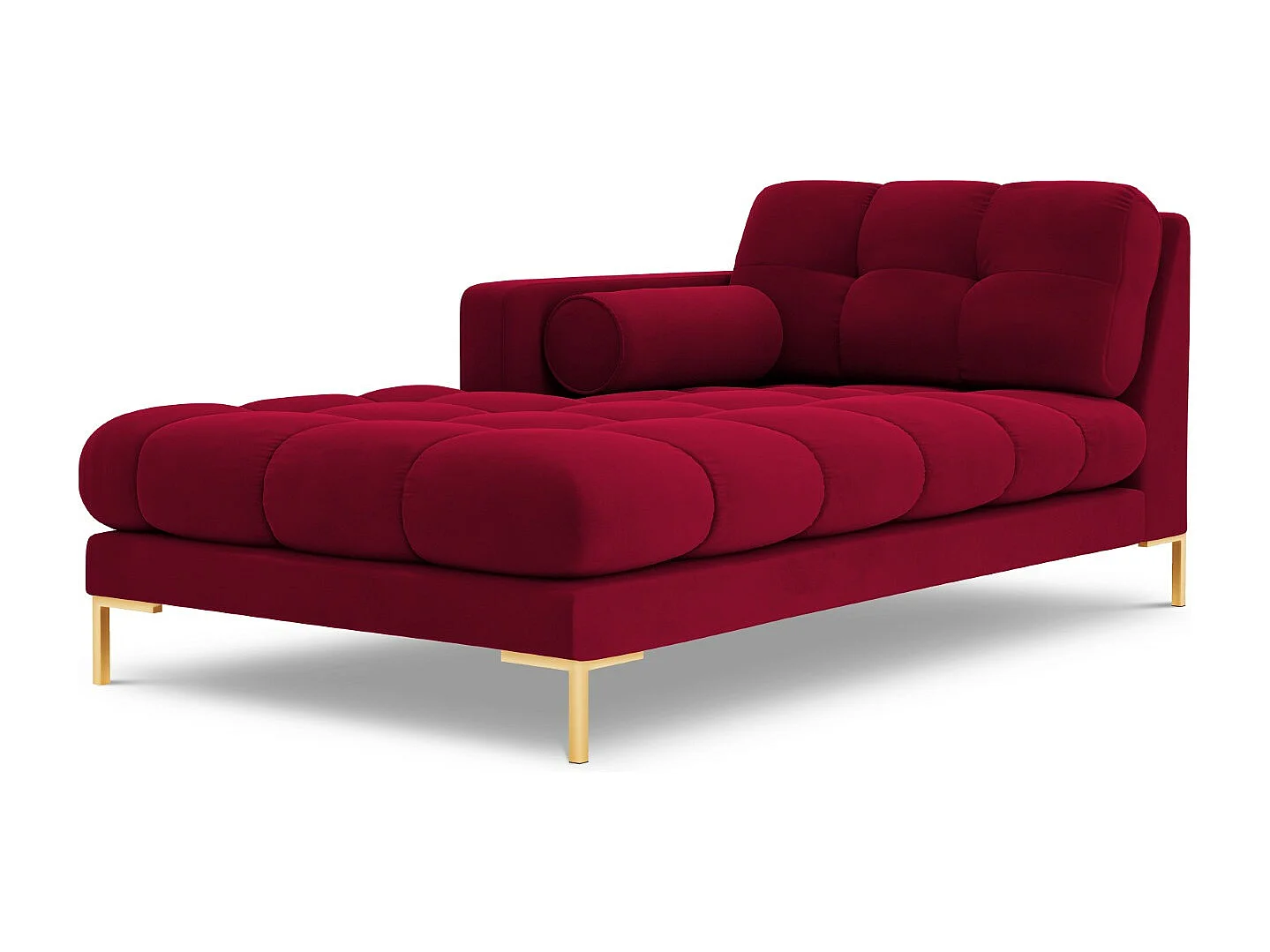 Cosmopolitan Design – Szezlong bok lewy, „Bali” welur, czerwony – 185x102x75cm 3741311